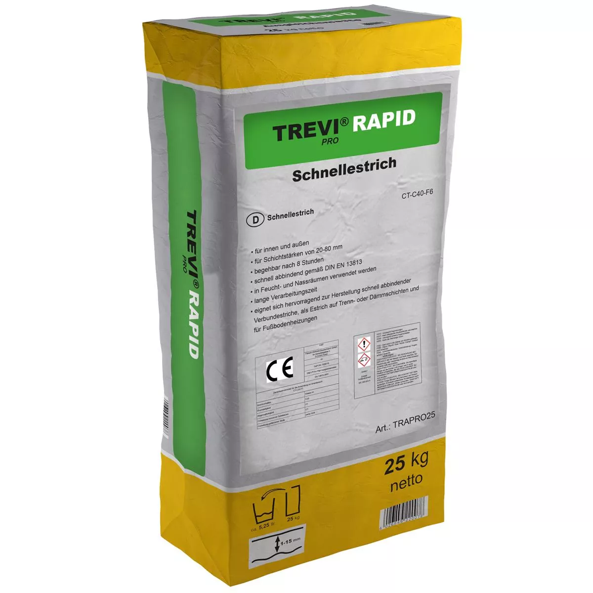 Chape de ciment à prise rapide Trevi Pro Rapid (25KG)