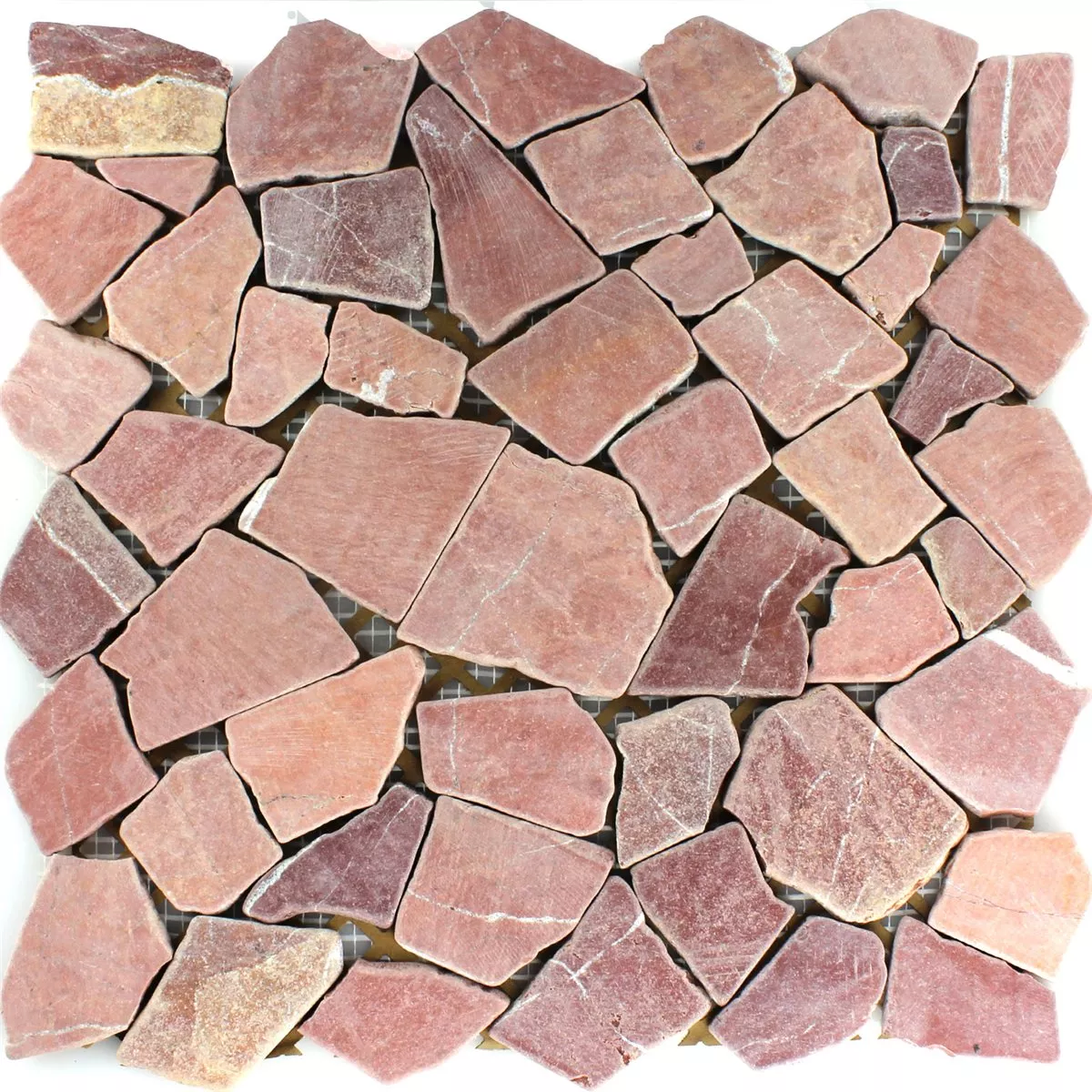 Muster von Mosaikfliesen Marmor Bruch Rosso Palermo