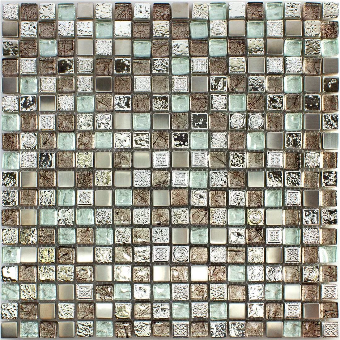 Glas Resin Metall Mosaikfliese Falco Braun Silber