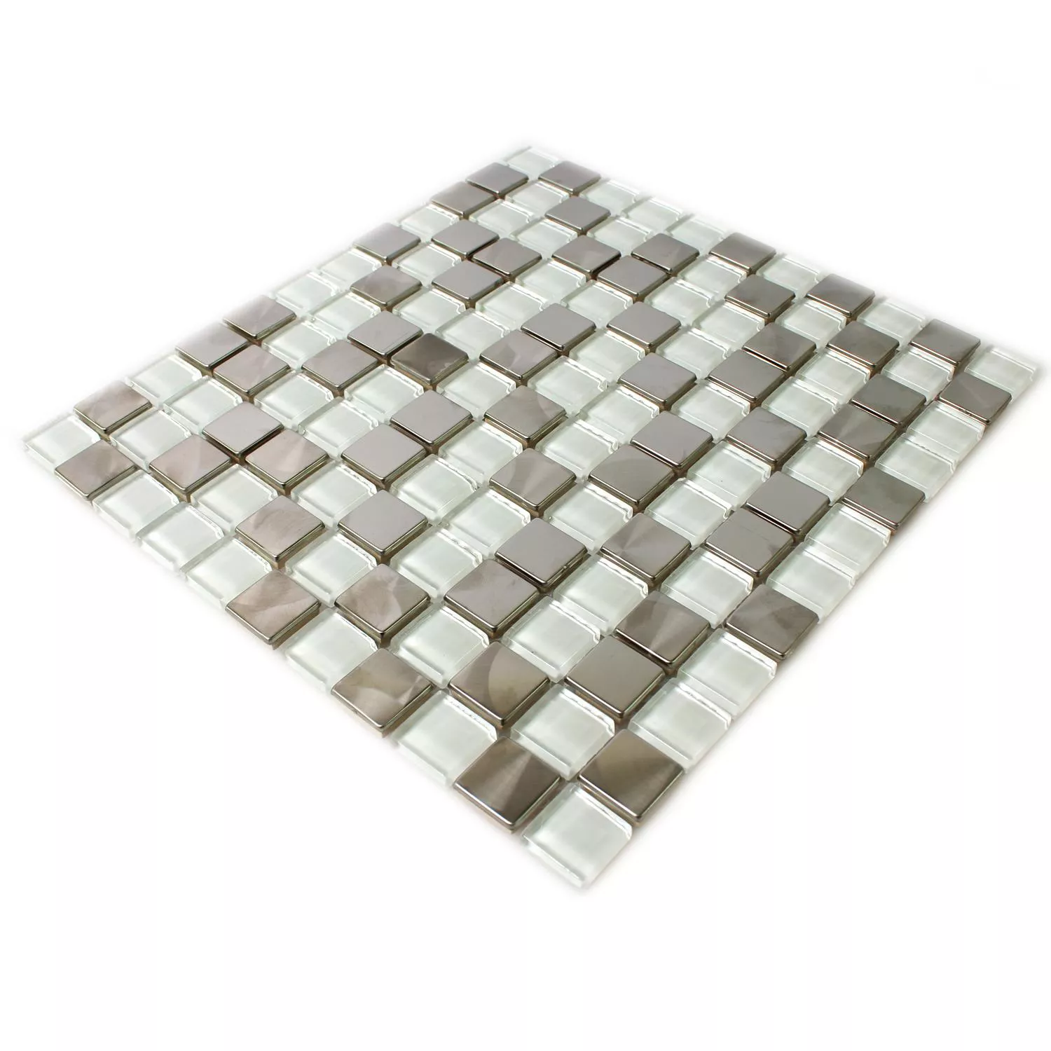 Mosaico Metallo Vetro Bianco Mix