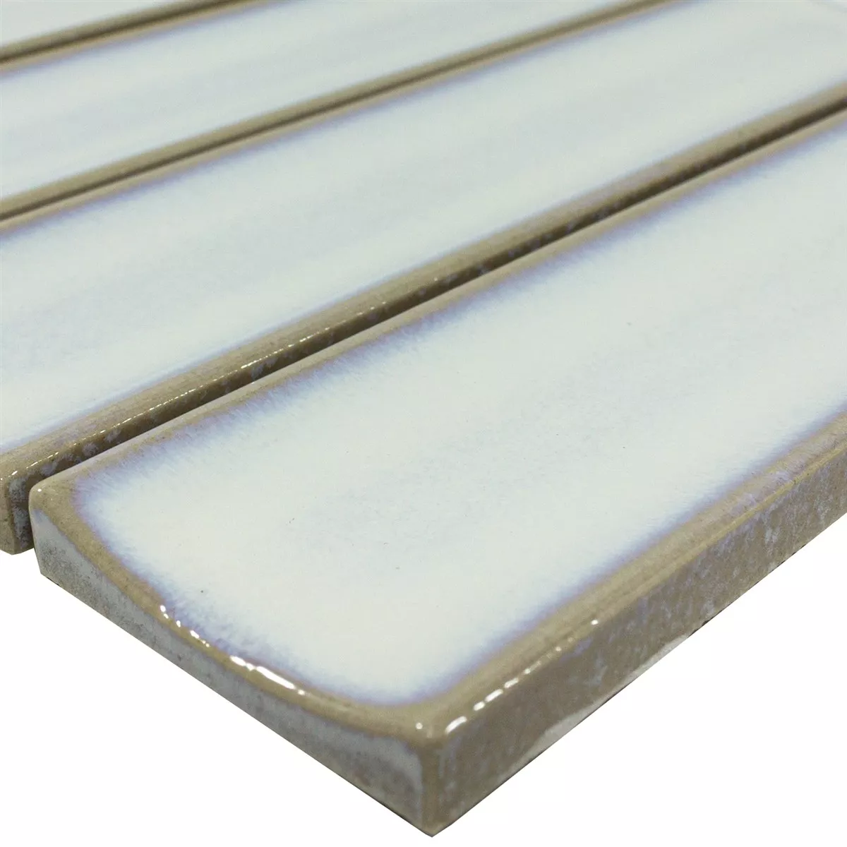 Mosaïque Carrelage Basilius Vieux Blanc Brillant 48x195x10 mm