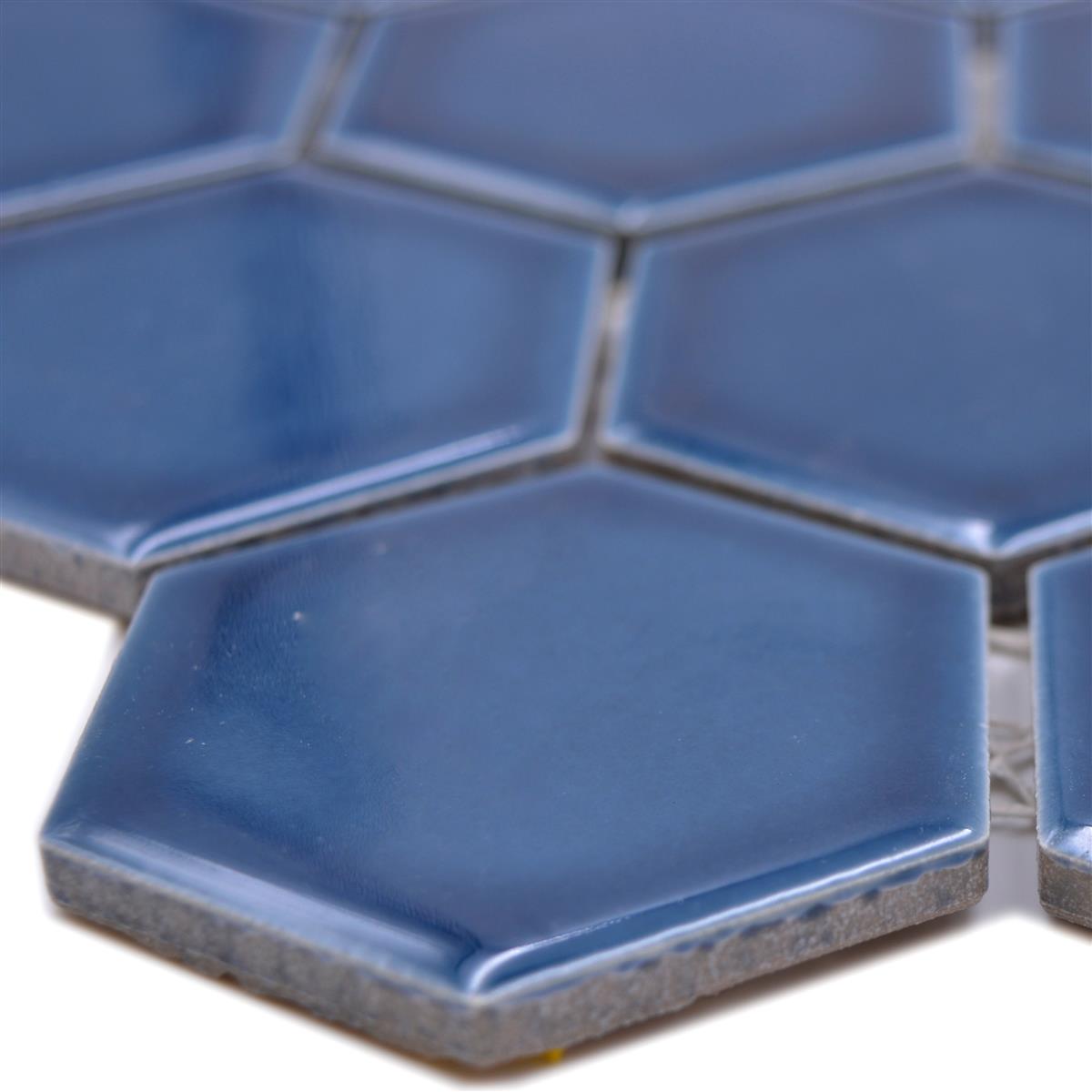 Muster von Keramikmosaik Salomon Hexagon Blau Grün H51