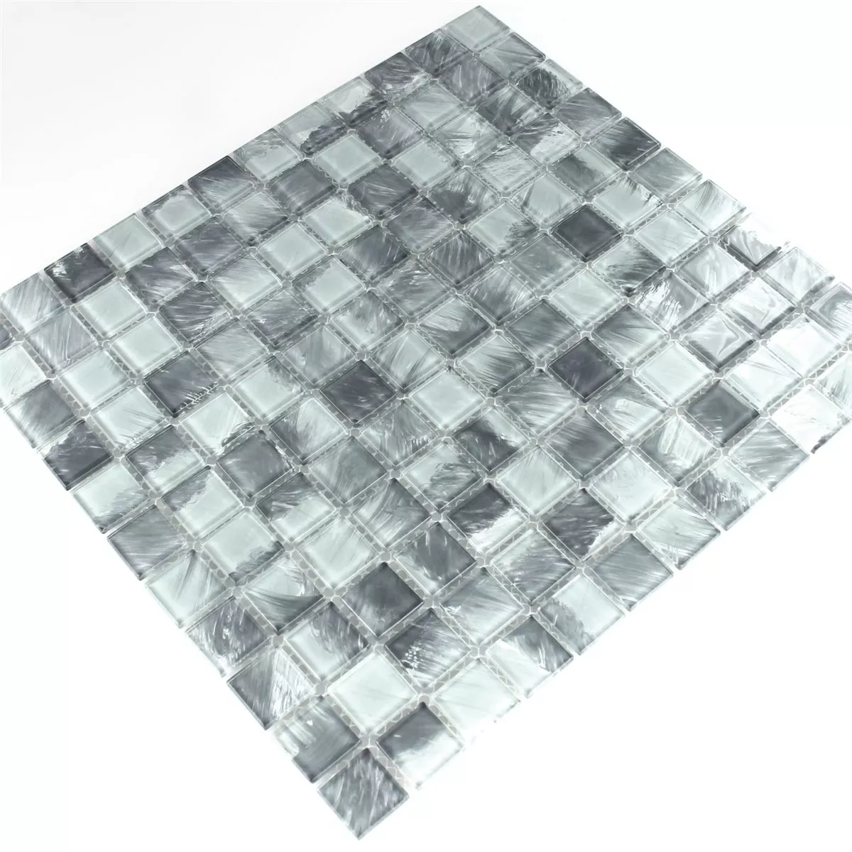 Muster von Glasmosaik Fliesen Grau Marmoriert