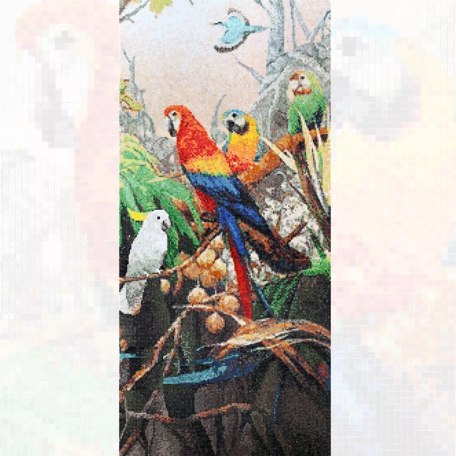 Glas Mosaik Bild Parrots 110x240cm
