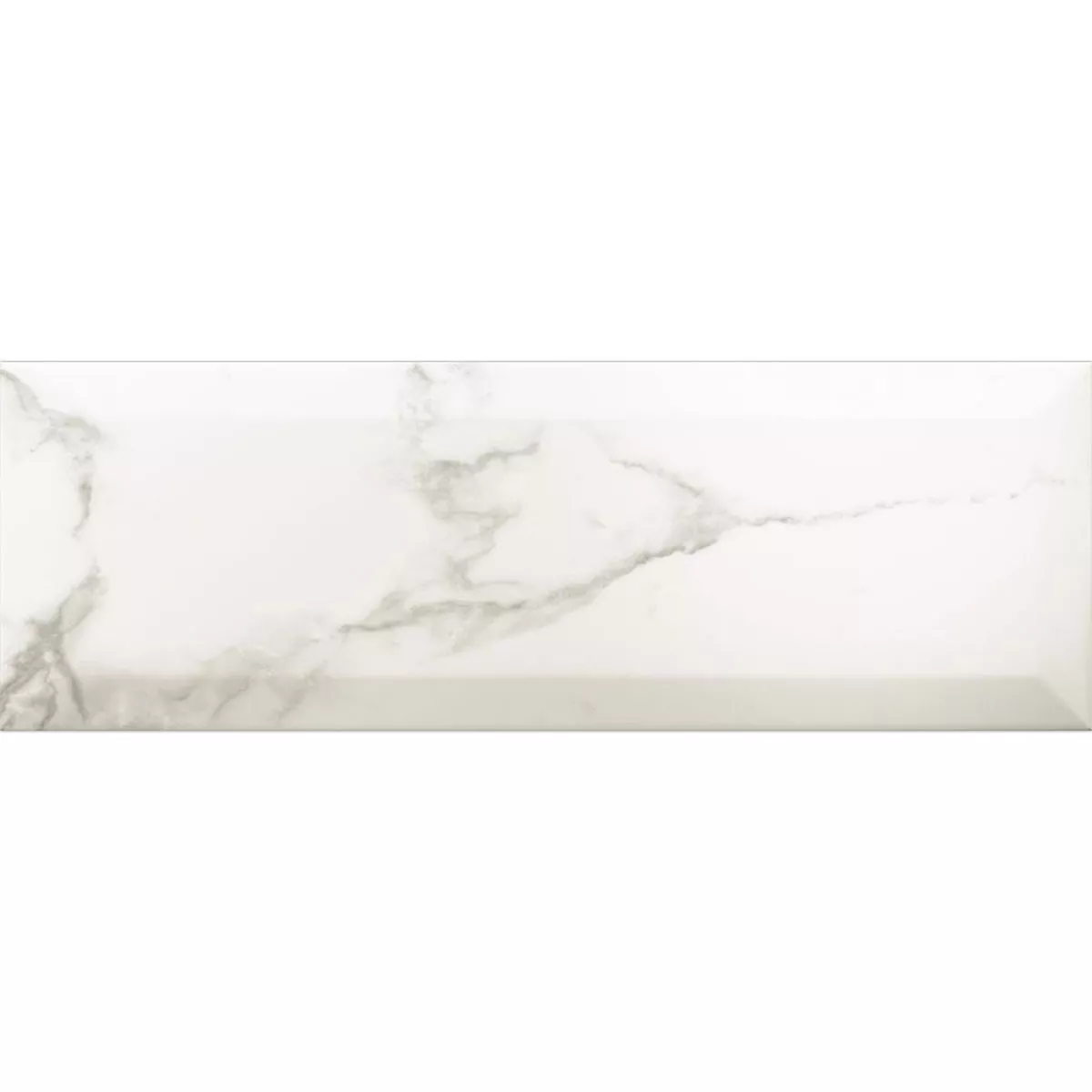 Metro Wandfliesen Girona Marmoroptik Facette Weiß Matt 10x30cm