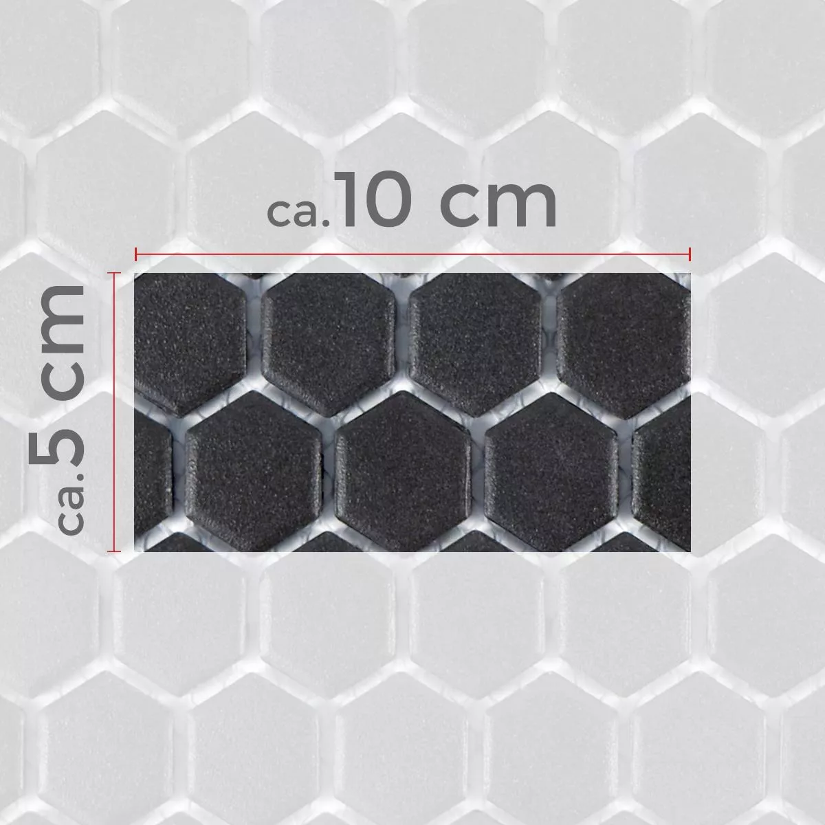 Échantillon Céramique Mosaïque Carrelage Hexagone Zeinal Non Émaillé Noir R10B