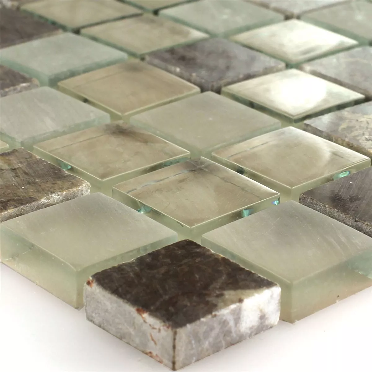 Mosaikfliesen Glas Marmor Quebeck Braun 23x23x8mm