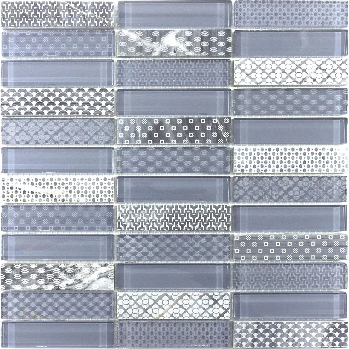 Campione Mosaico Vetro Pietra Piastrelle Celestiana Ornamento Brick Grigio Mix