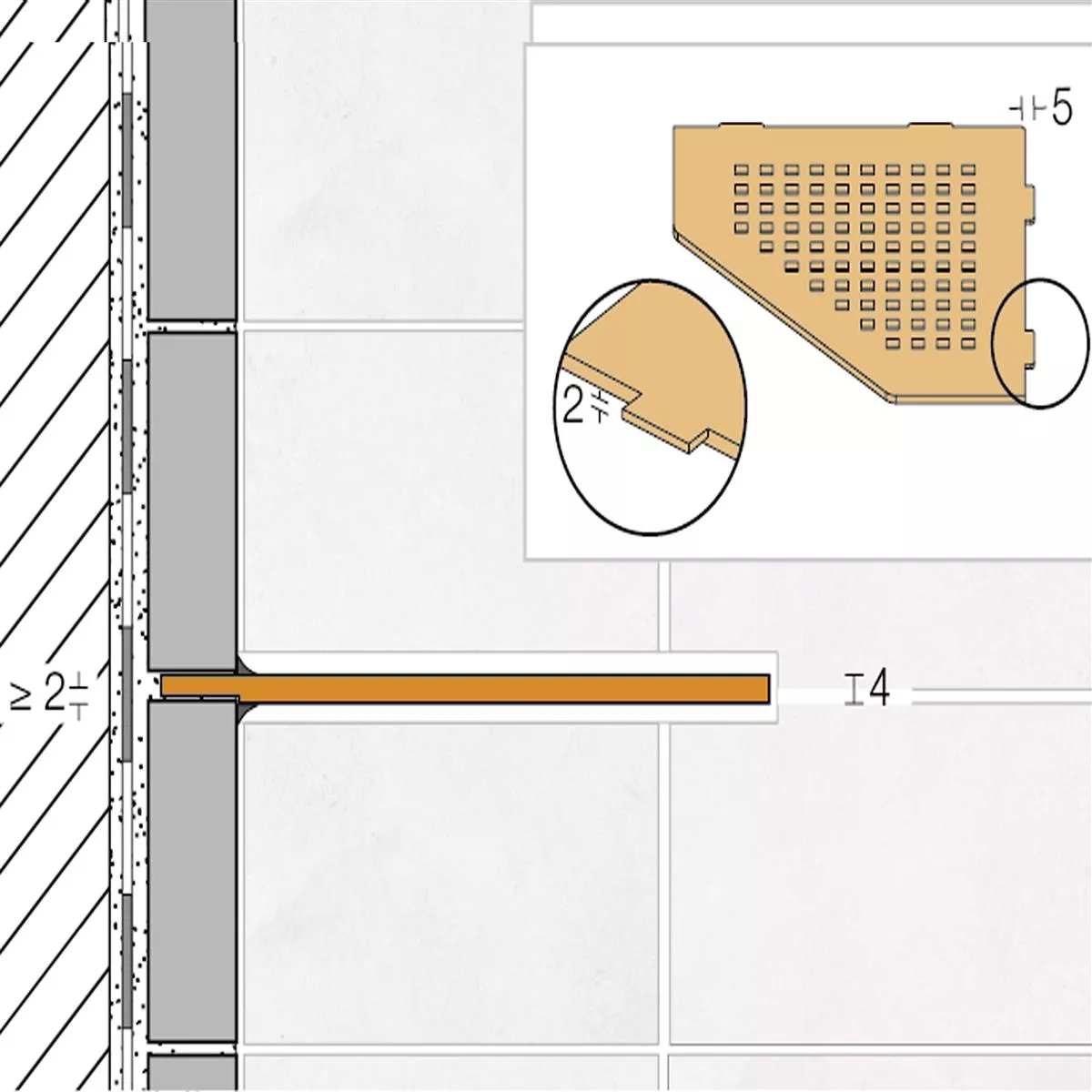 Mensola a muro mensola per doccia Schlüter 5eck 19,5x19,5 cm quadrata grigia