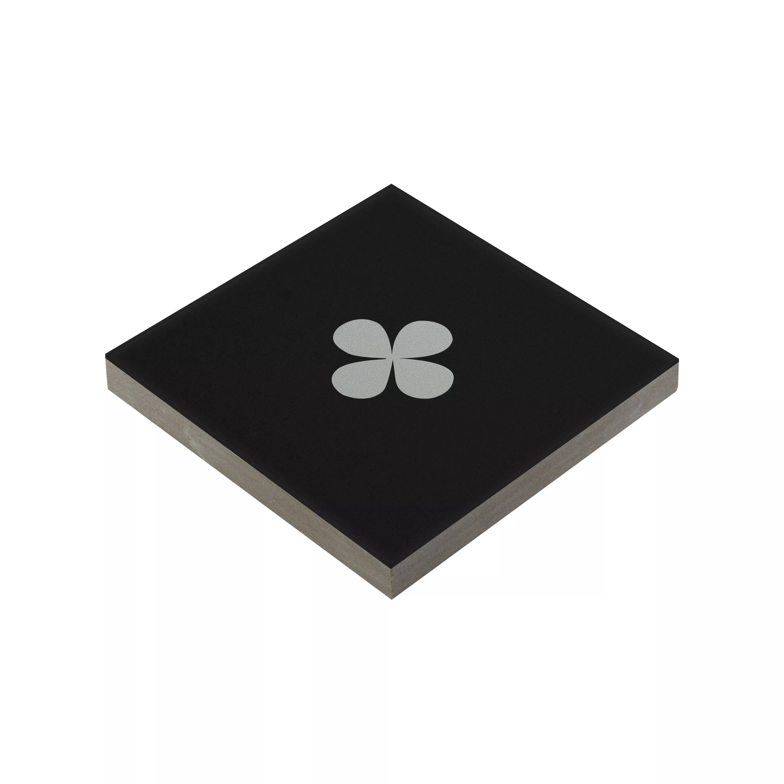 Grès Cérame Pleine Masse Carrelage Genexia Noir Blanc Decor 1 Rosone  4,6x4,6cm Grès Cérame Pleine Masse Carrelage Genexia Noir Blanc Decor 1 Rosone  4,6x4,6cm