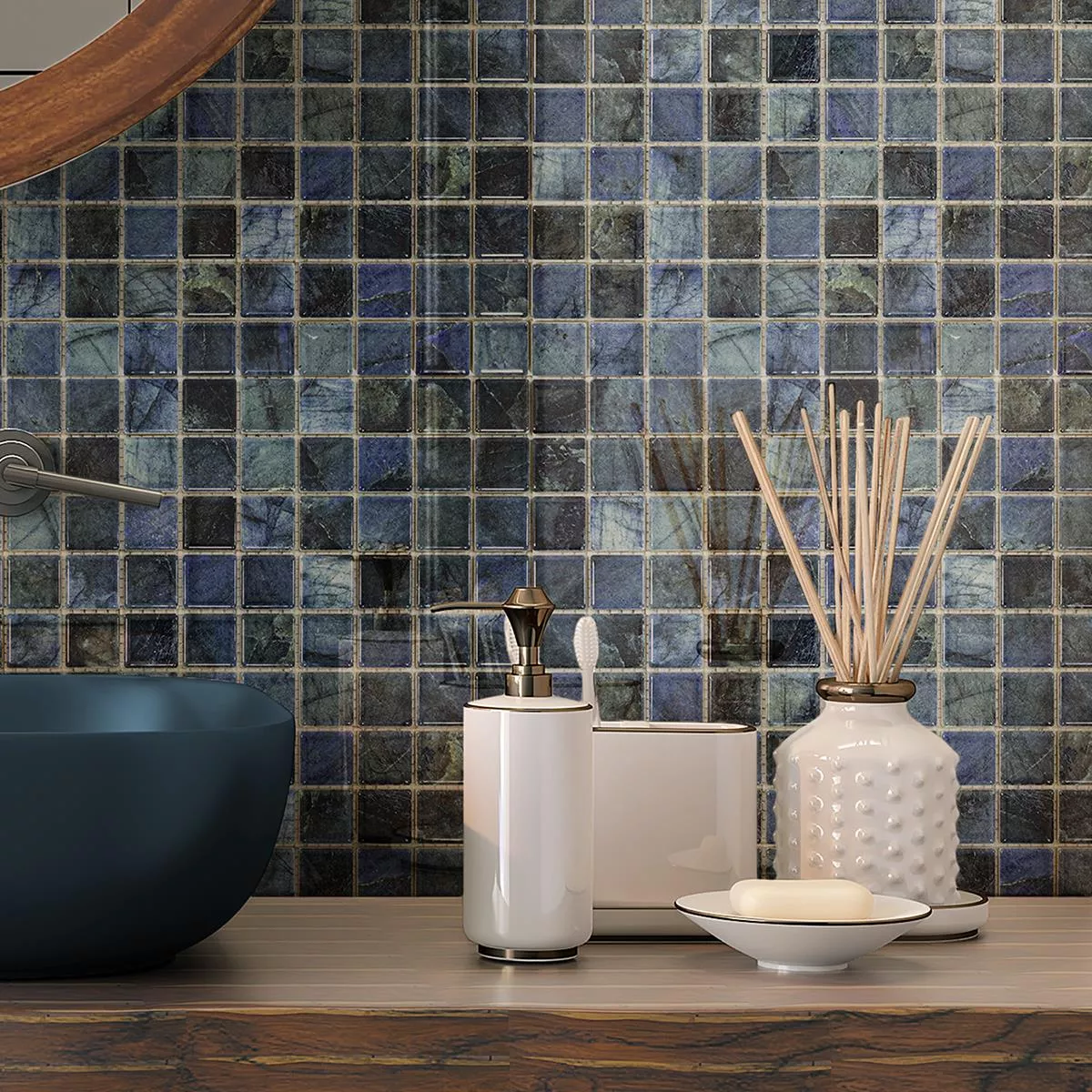 Ceramica Mosaico Piastrelle Elysium Marmo Ottica Blu 23