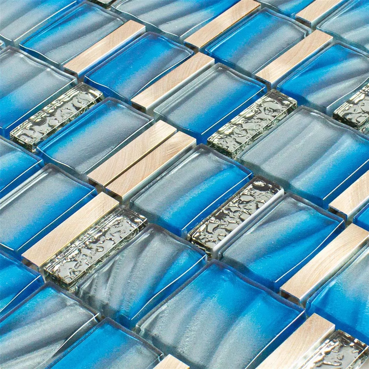 Glas Metall Mosaikfliesen Union Blau Kupfer