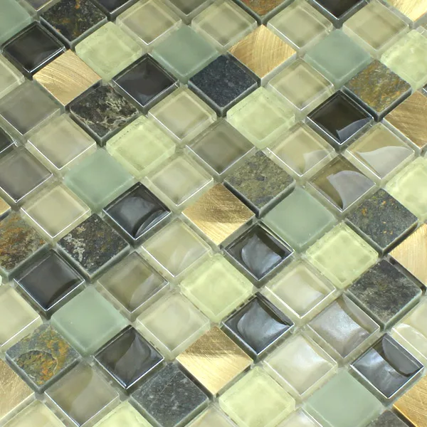 Muster von Alu-Mosaik Glasmosaik Naturstein Quarzit Mosaik Fliesen