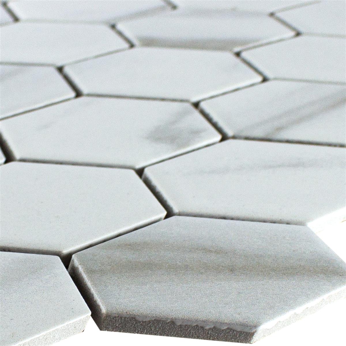Keramik Mosaik Fliesen Hilgard Steinoptik Hexagon Calacatta
