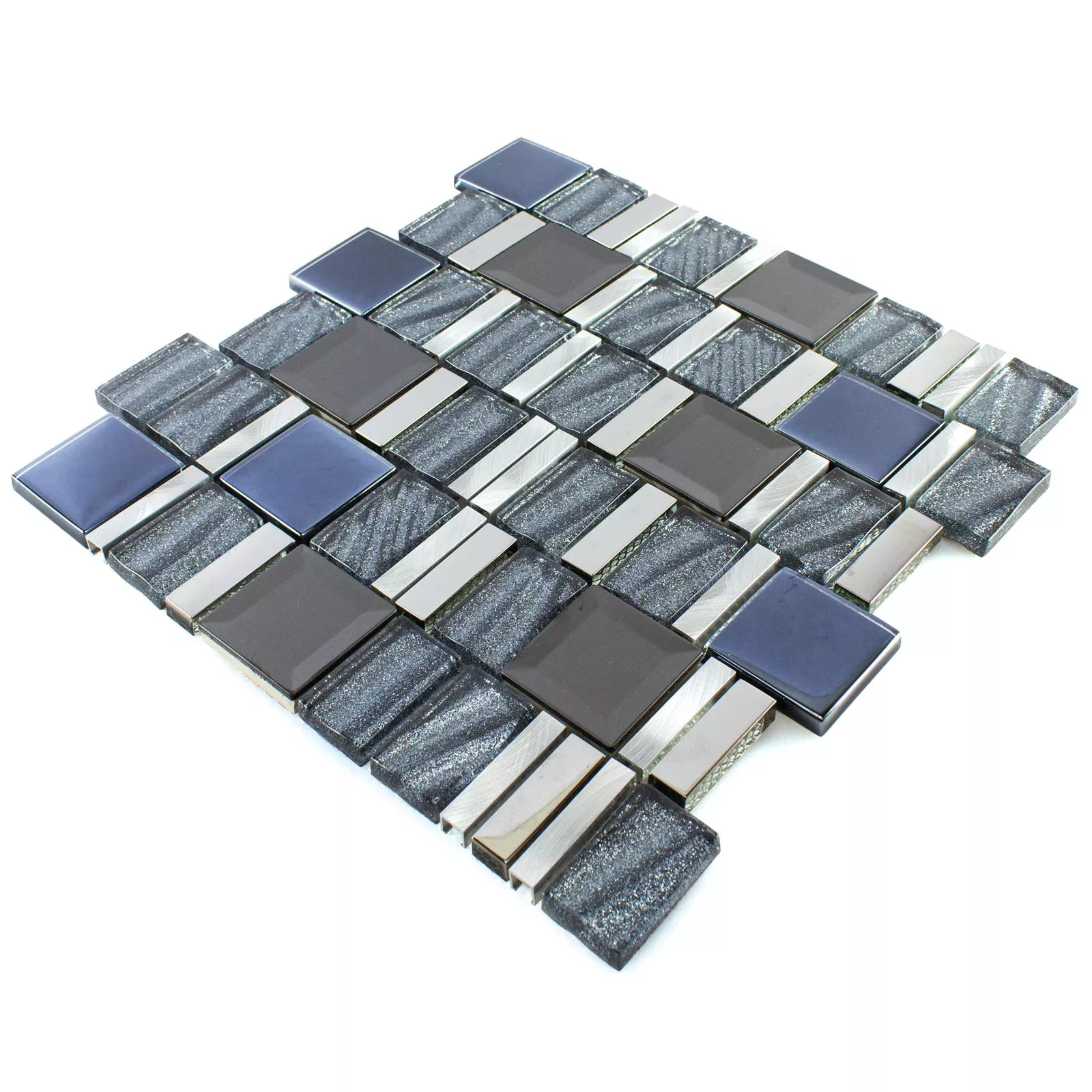 Vetro Alluminio Mosaico LaCrosse Nero Grigio Argento