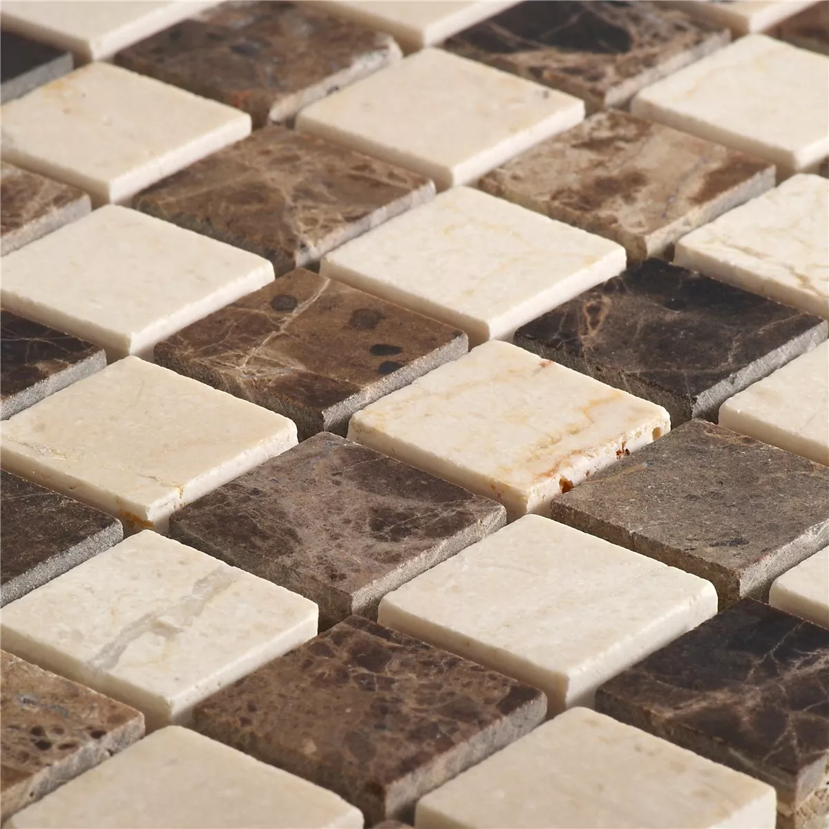 Mosaikfliesen Marmor Naturstein Beige Braun Mix