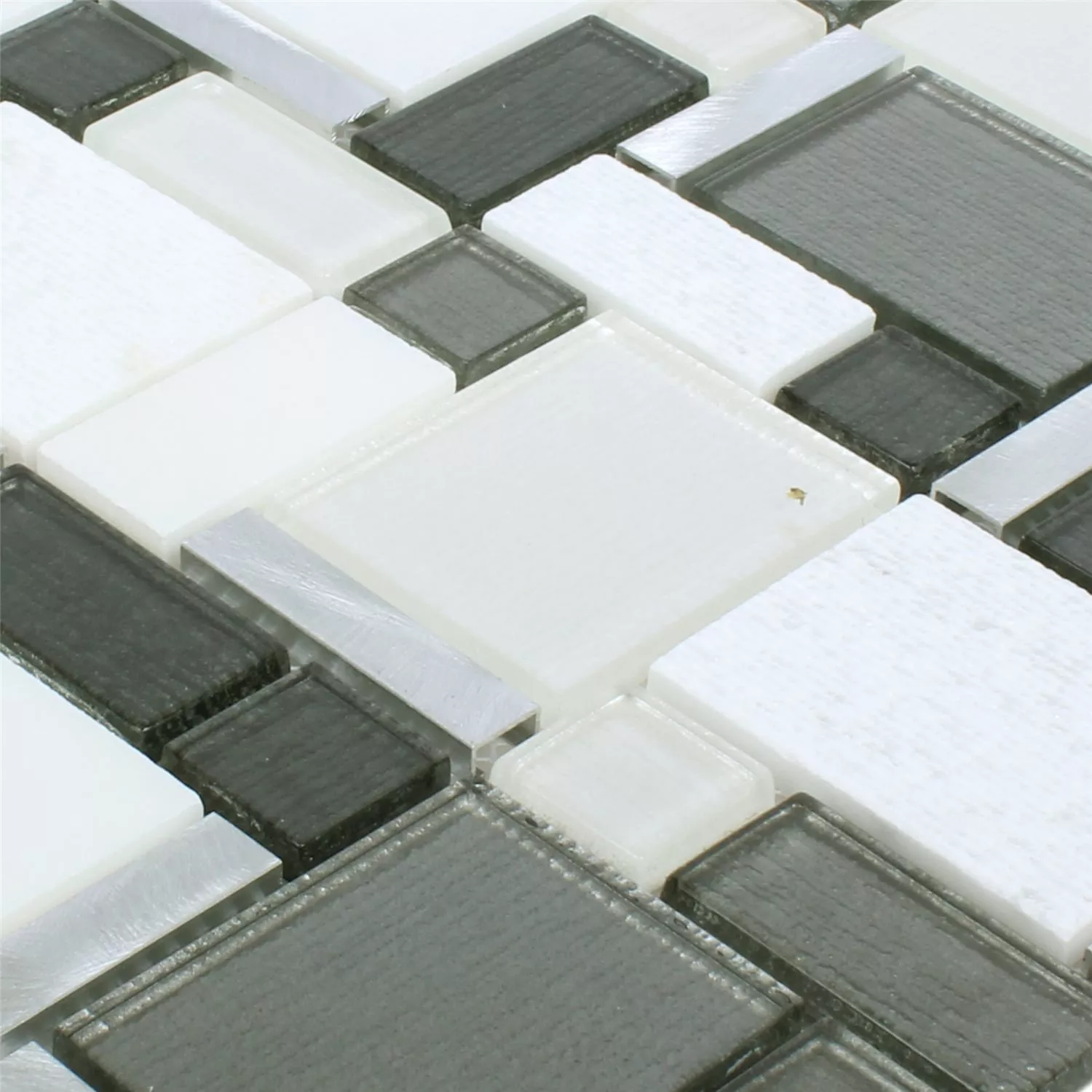 Mosaikfliesen Material Mix Echo Weiss Grau