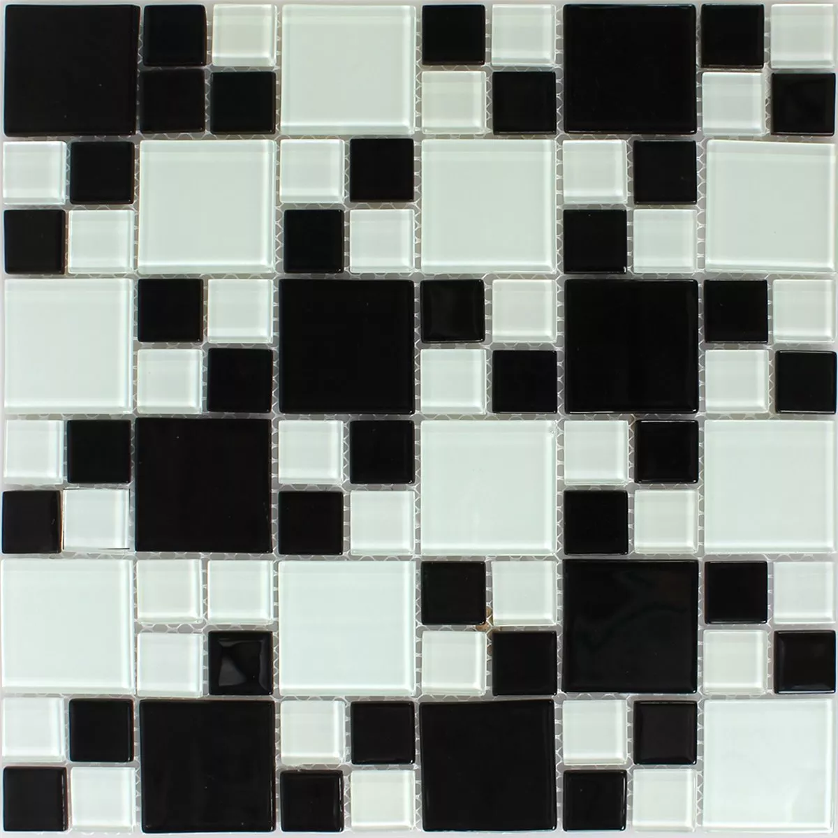 Campione Mosaico Vetro Piastrella Nero Bianco Mix