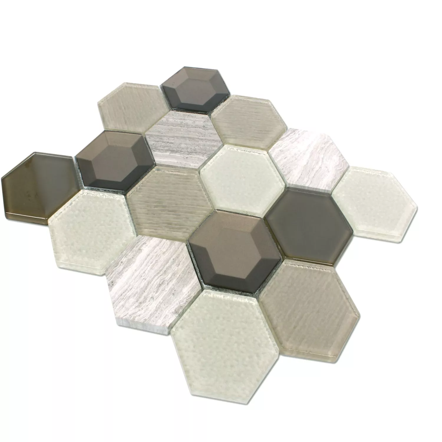 Campione Mosaico Concrete Vetro Pietra Naturale 3D Beige