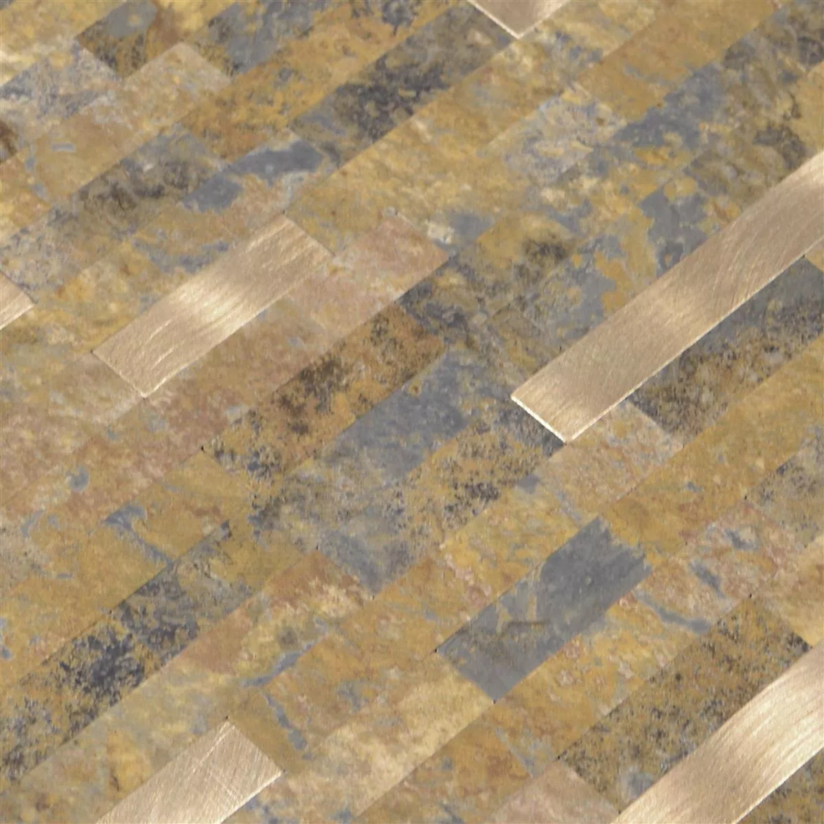 Muster von Vinyl Mosaikfliesen Maywald Selbstklebend Braun Gold