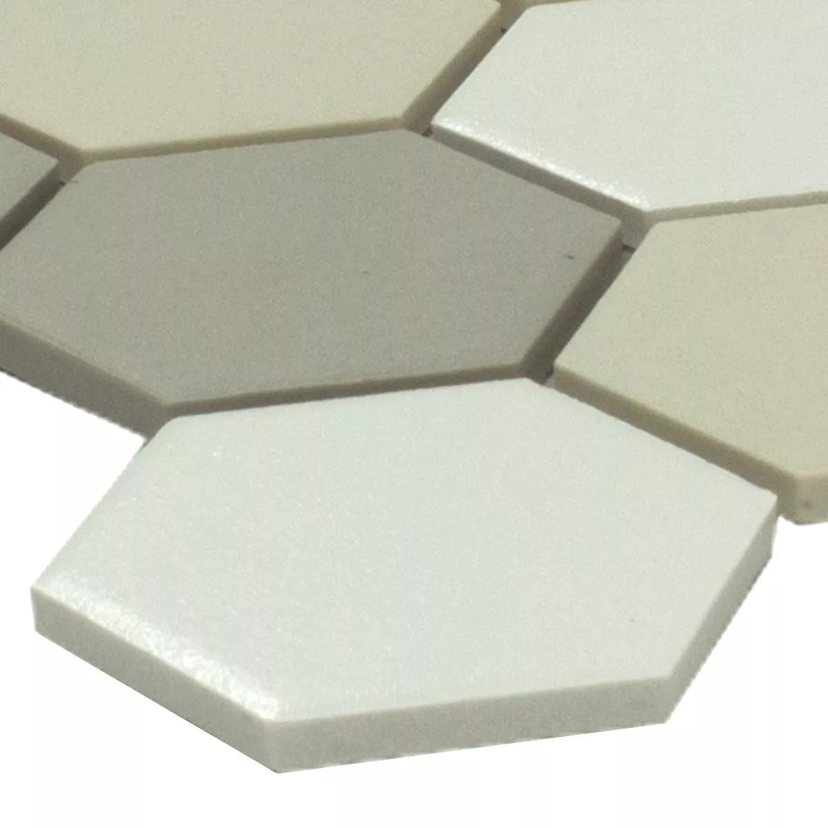 Keramik Mosaikfliese Hexagon Bern Beige Grau
