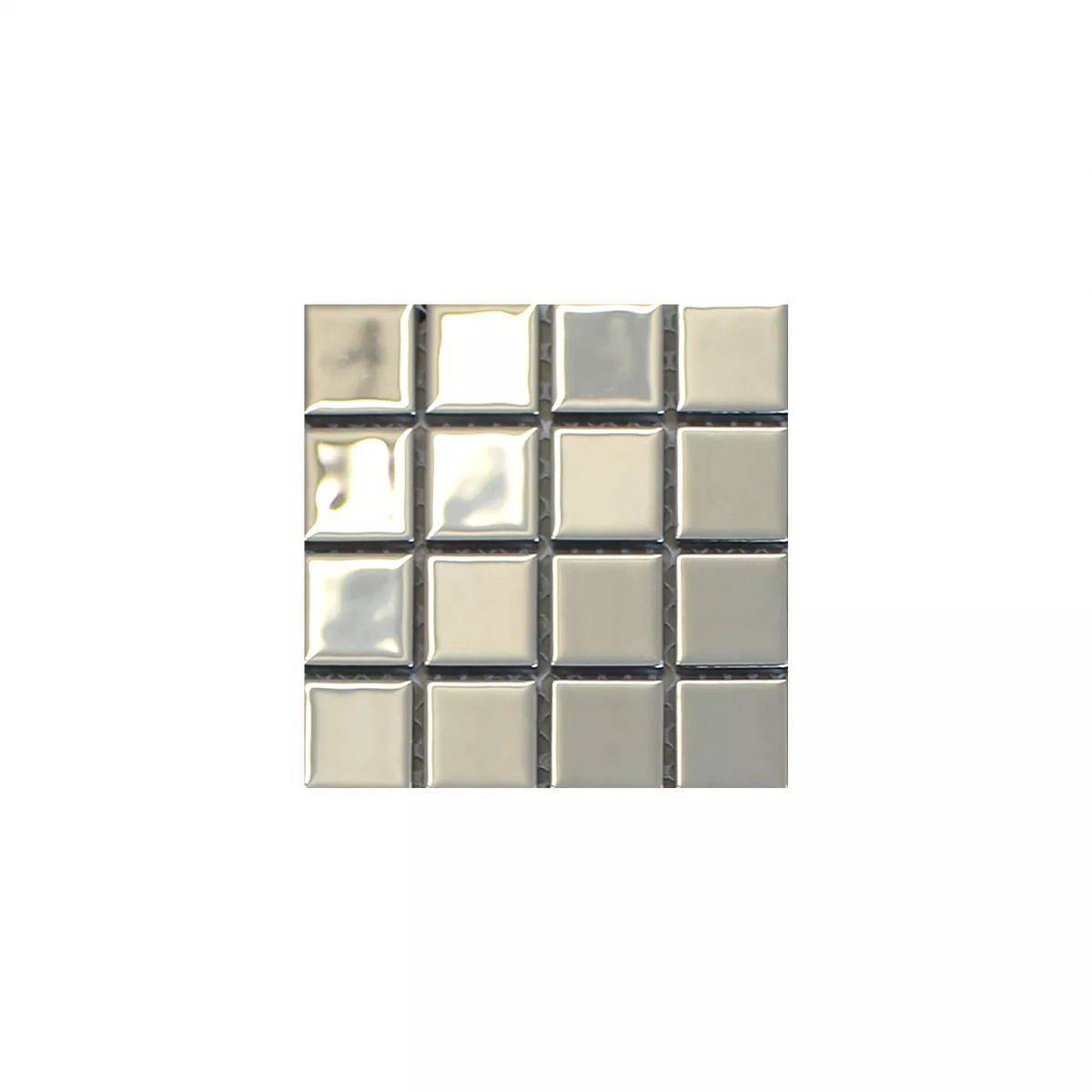 Muster von Glasmosaik Fliesen Silber Uni 25x25x4mm