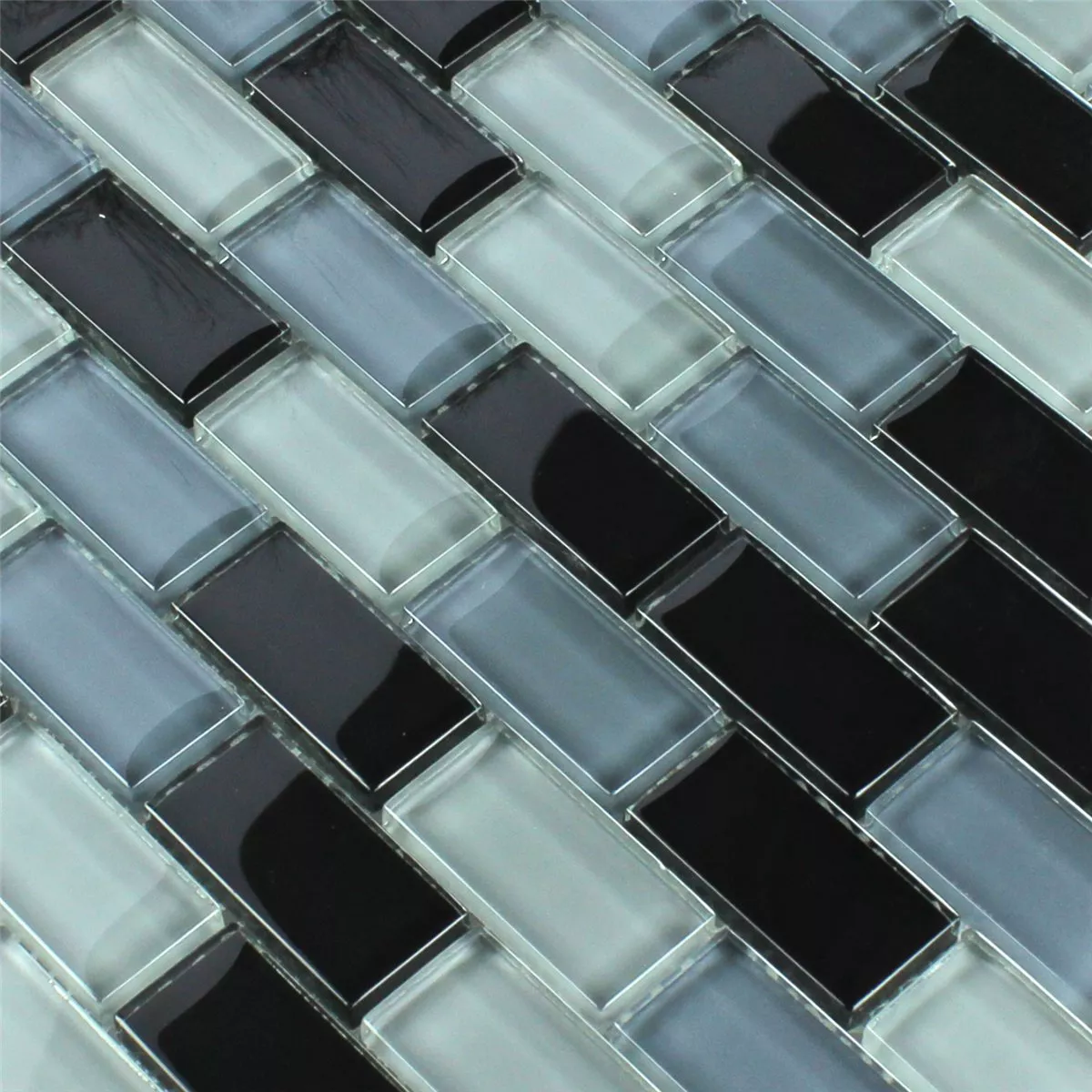 Muster von Mosaikfliesen Glas Crystal Brick Schwarz