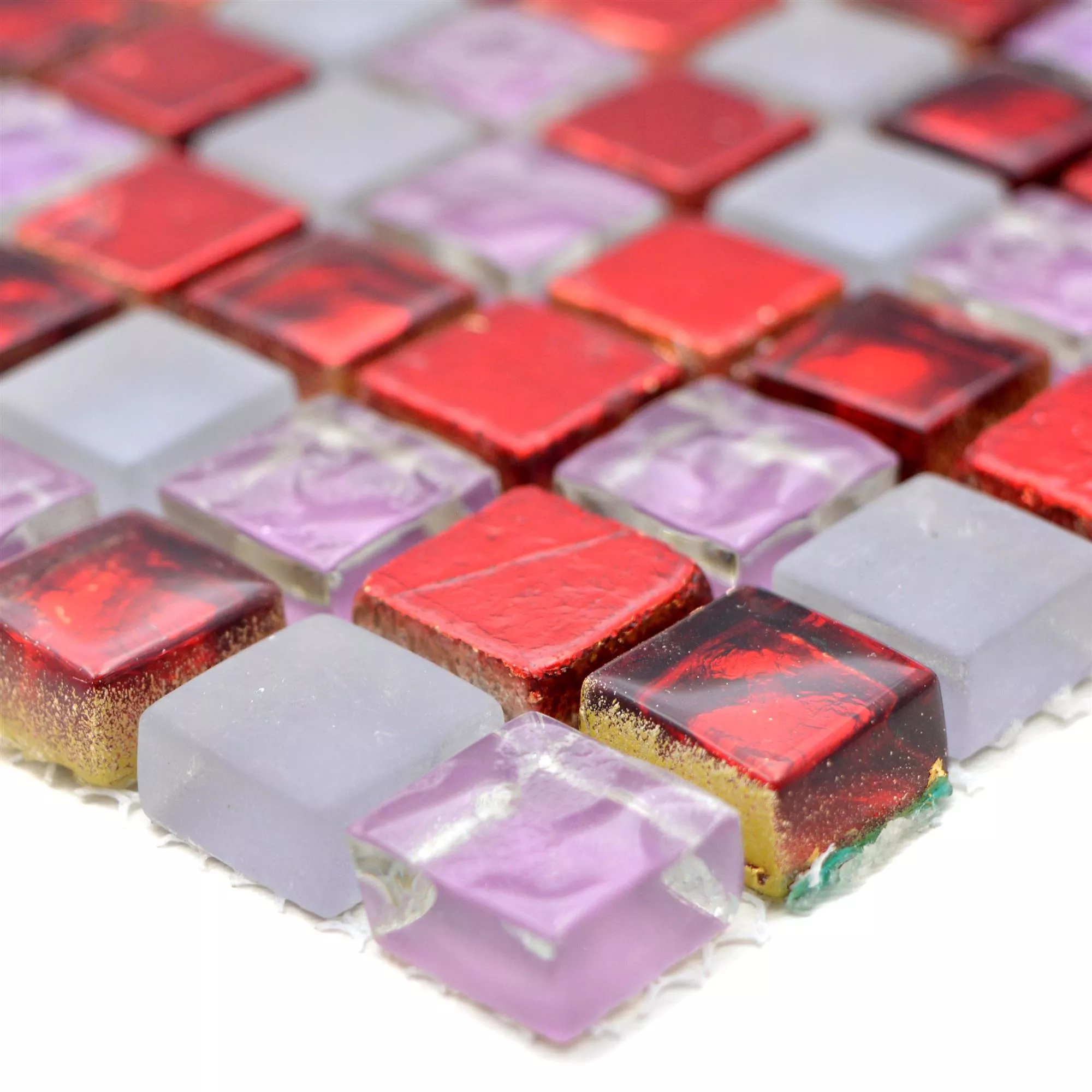 Glasmosaik Natursteinfliesen Cleopatra Pink Rot Weiß
