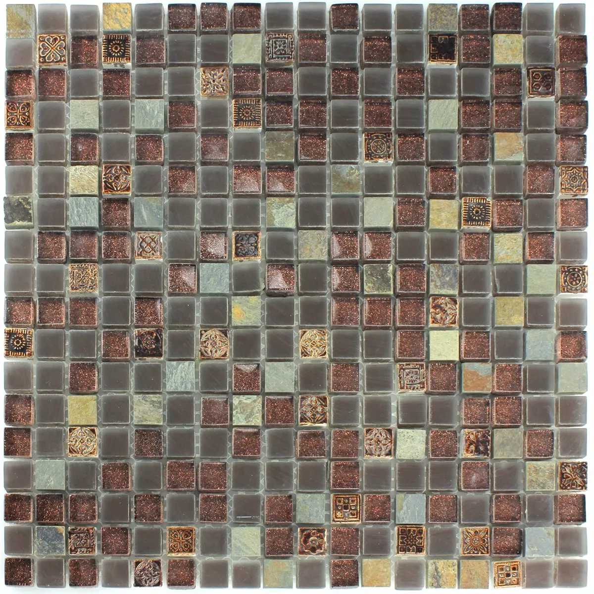 Muster von Glas Kalkstein Quarzit Mosaik Fliesen Glitzer 