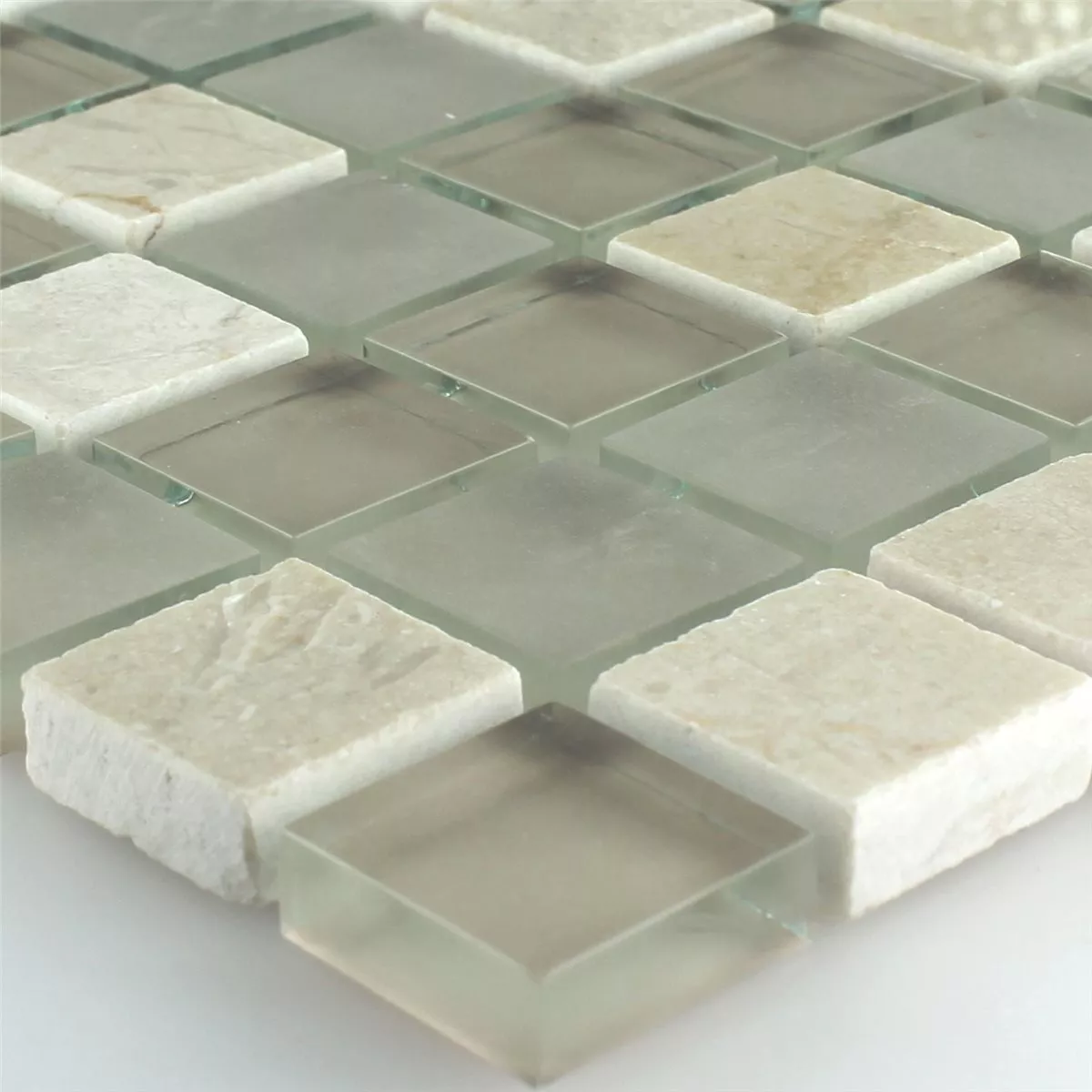 Mosaikfliesen Glas Marmor Barbuda Creme 23x23x8mm