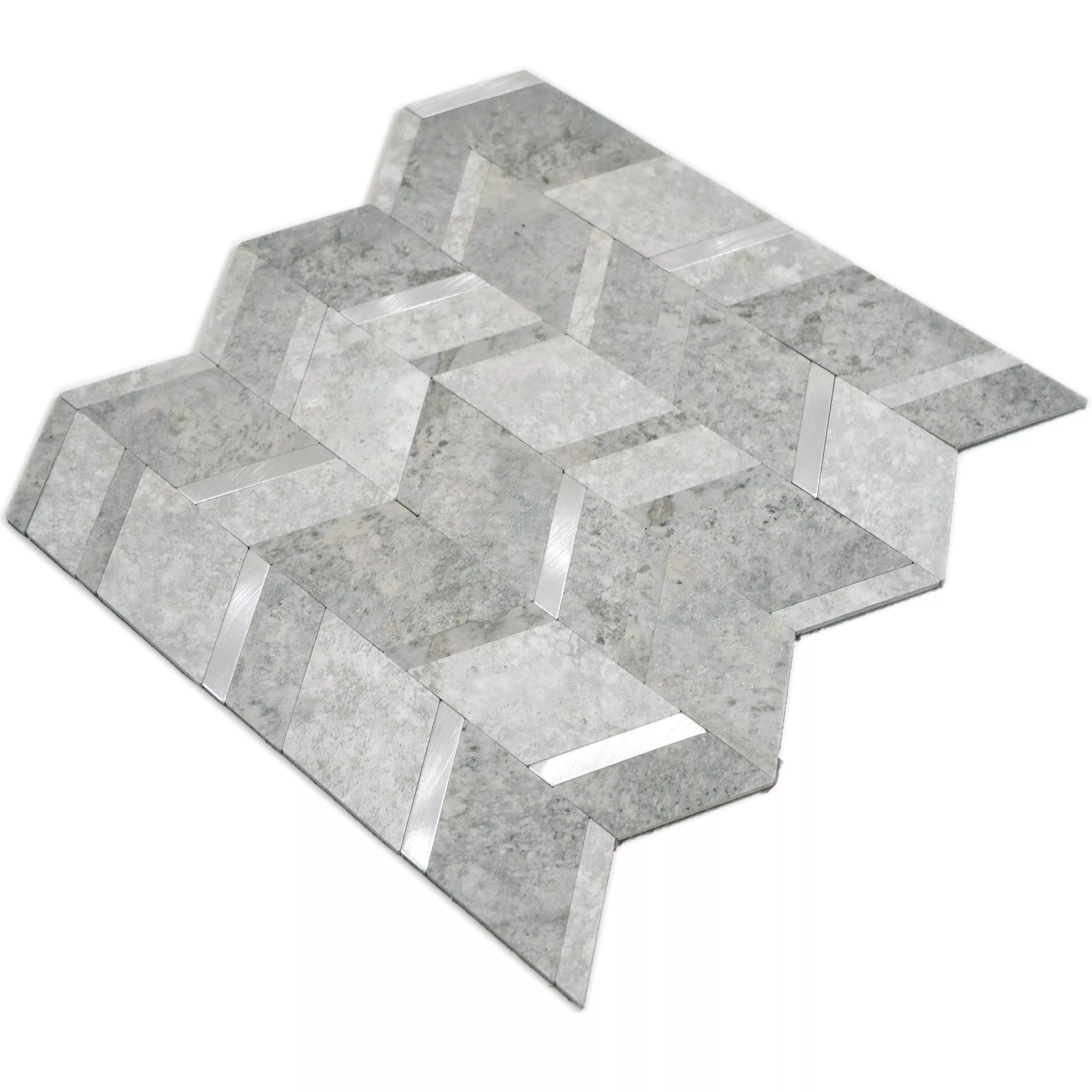 Échantillon Vinyle Mosaïque Carrelage Meridian Pierre Optique Gris Argent