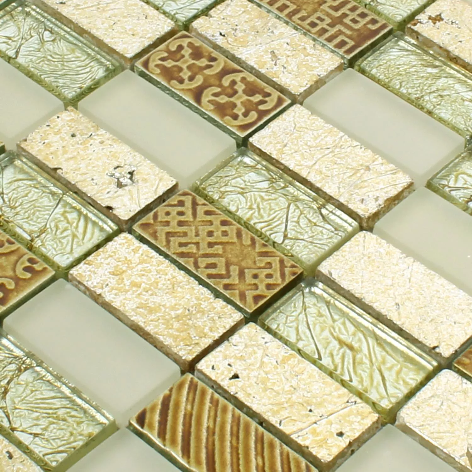 Mosaikfliesen Glas Naturstein Piroshka Gold
