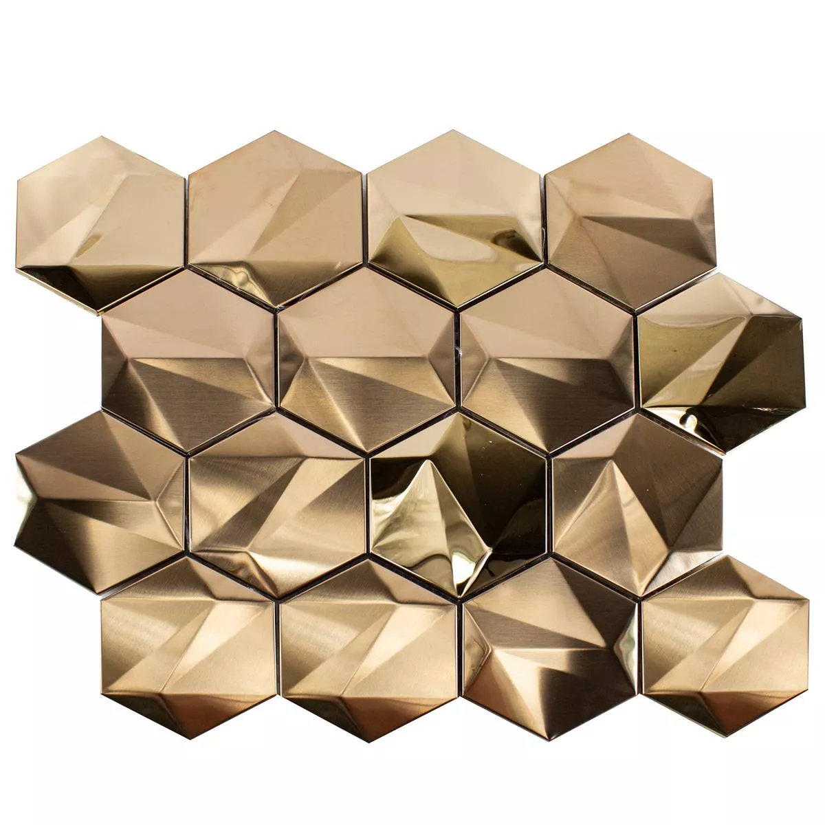 Acier Inoxydable Mosaïque Carrelage Durango Hexagone 3D Cuivre