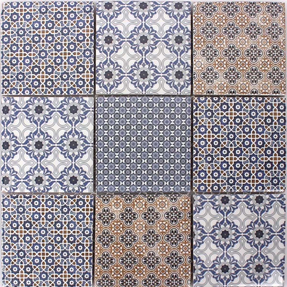 Keramik Mosaikfliesen Daymion Retrooptik Blau Braun 97