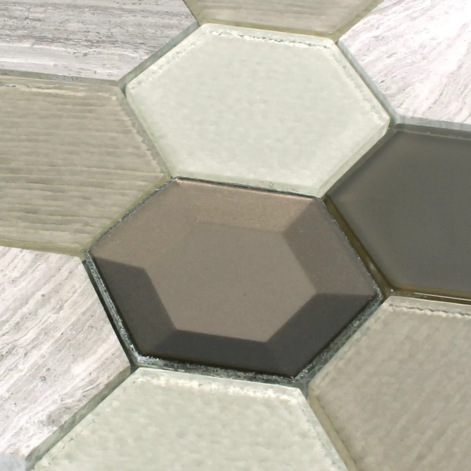 Campione Mosaico Concrete Vetro Pietra Naturale 3D Beige