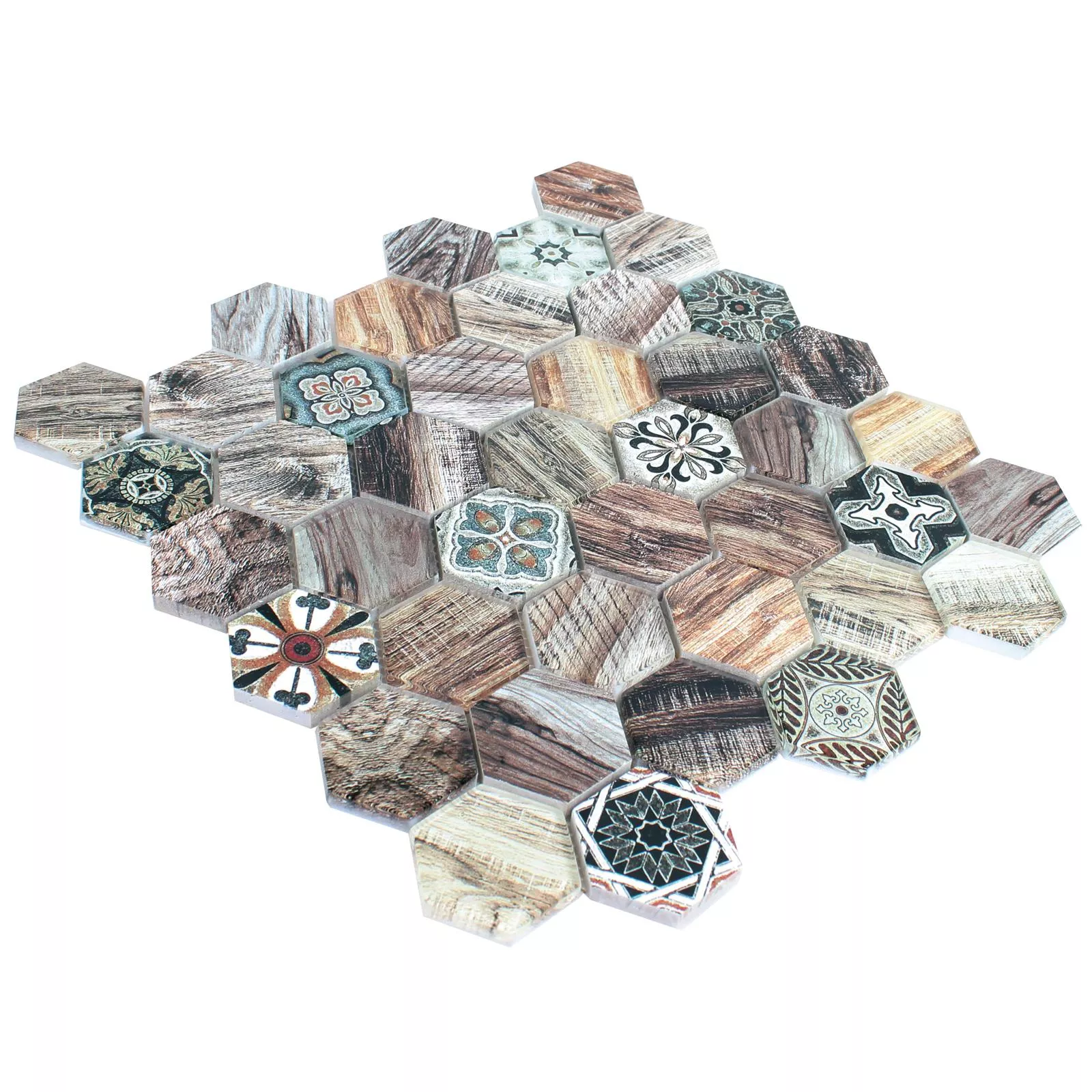 Vetro Mosaico In Pietra Naturale Eritrea Legno Ottica Marrone Grigio
