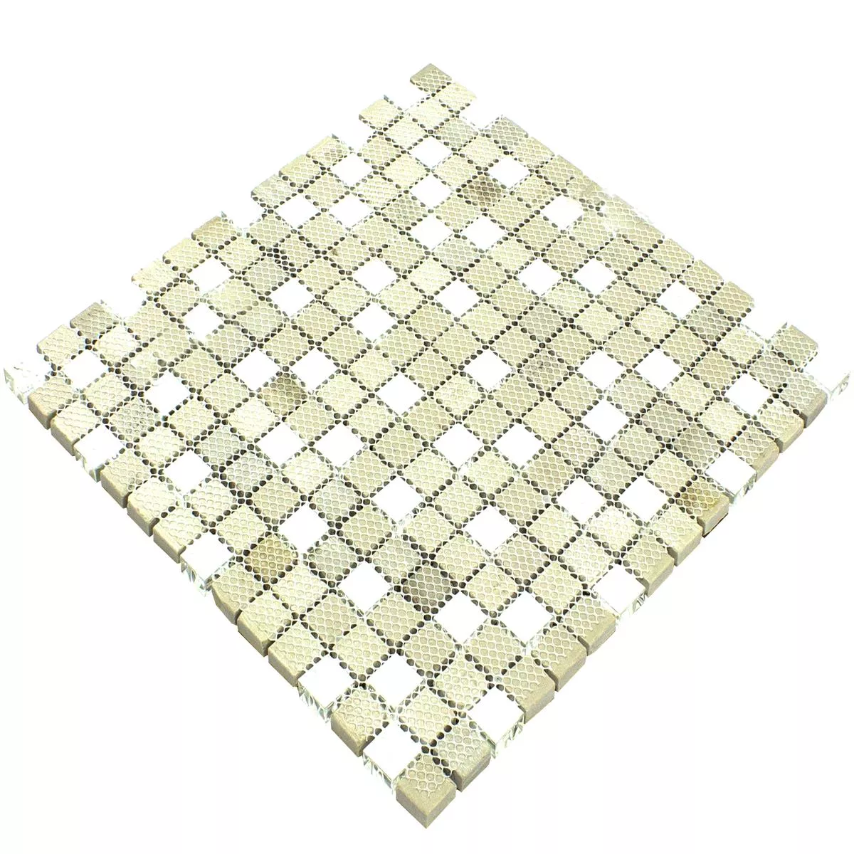 Échantillon Verre Métal Acier Inoxydable Mosaïque Carrelage Stella Blanc Argent