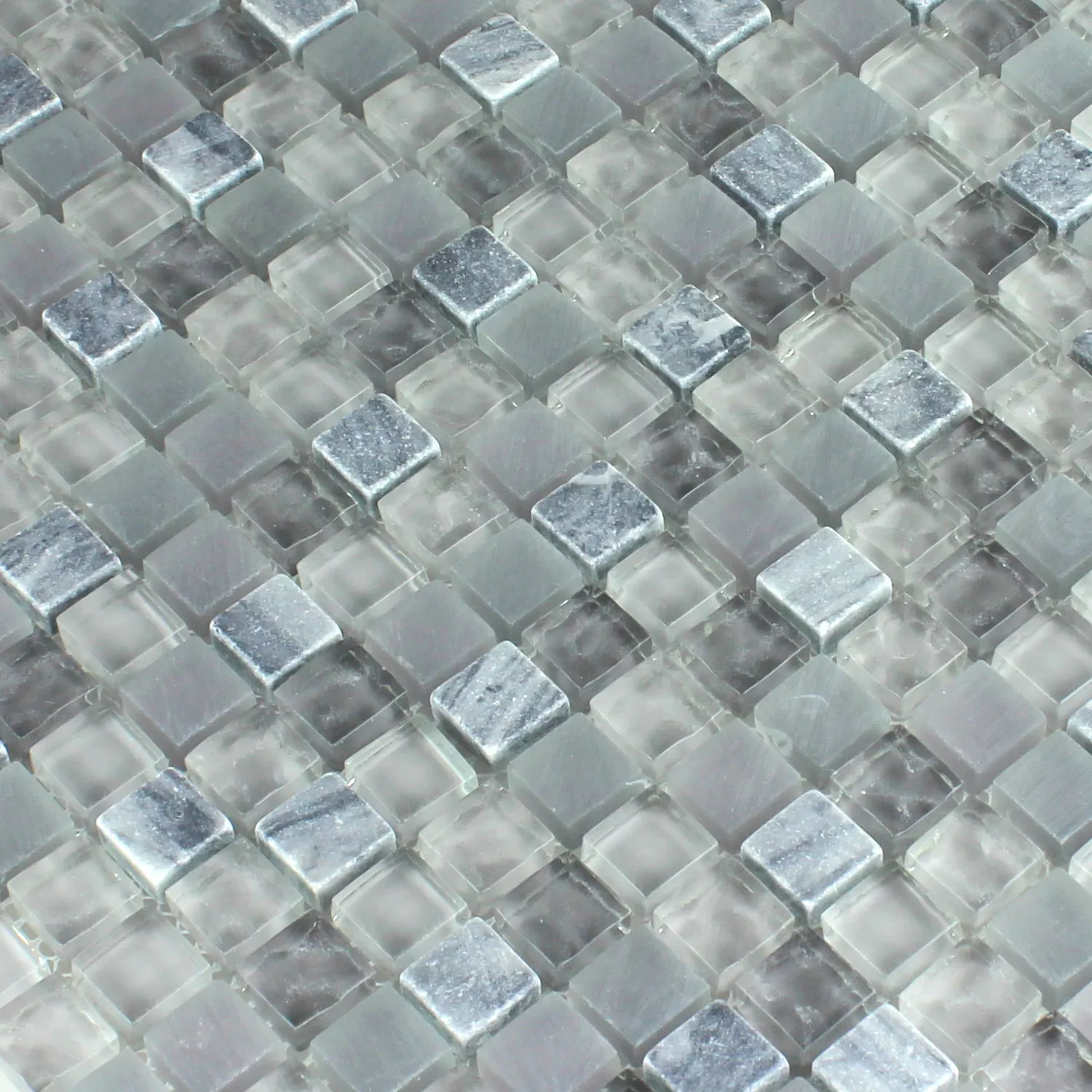 Muster von Mosaikfliesen Glas Marmor Festus Hellgrau Schwarz