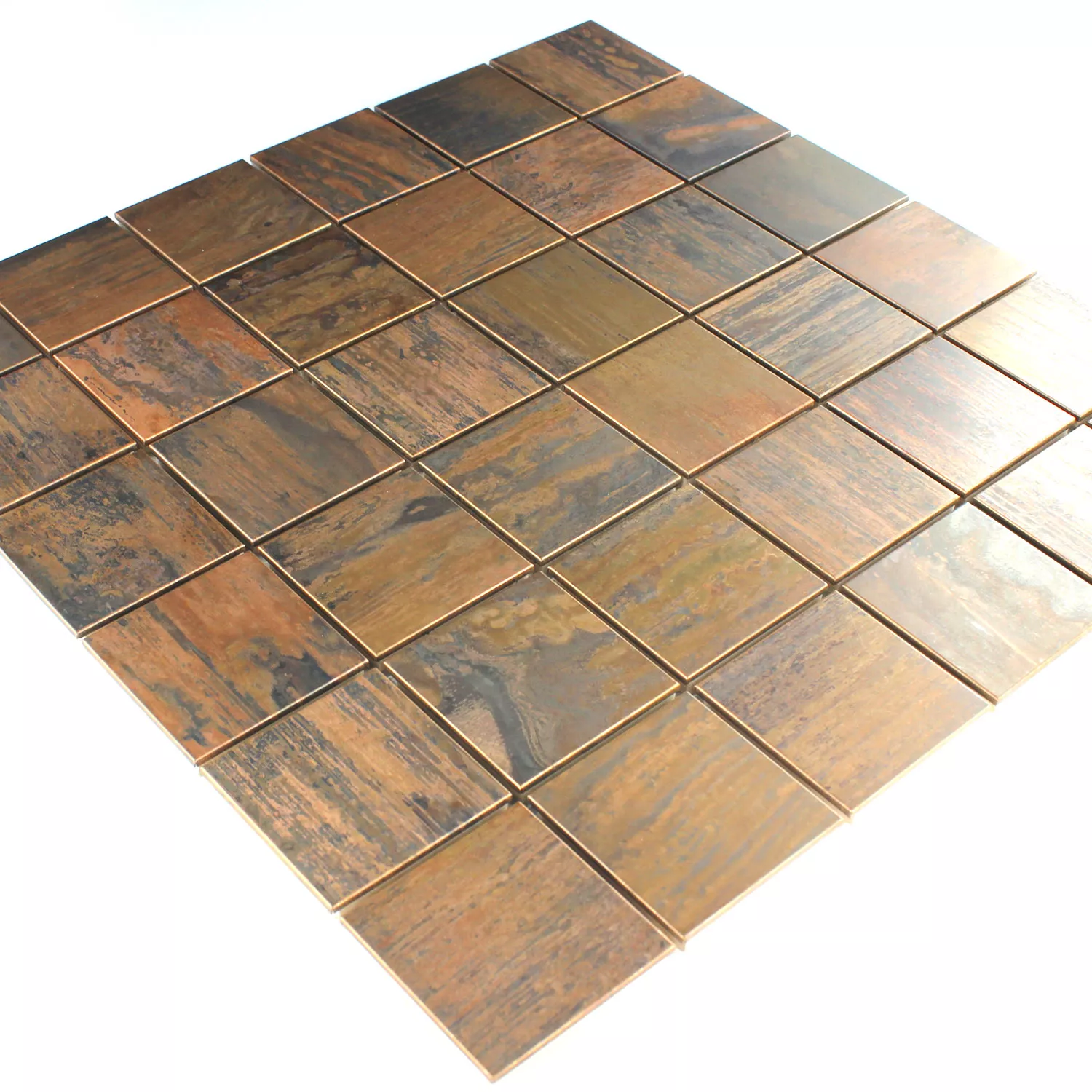 Mosaikfliesen Kupfer Quadrat 48x48x8mm