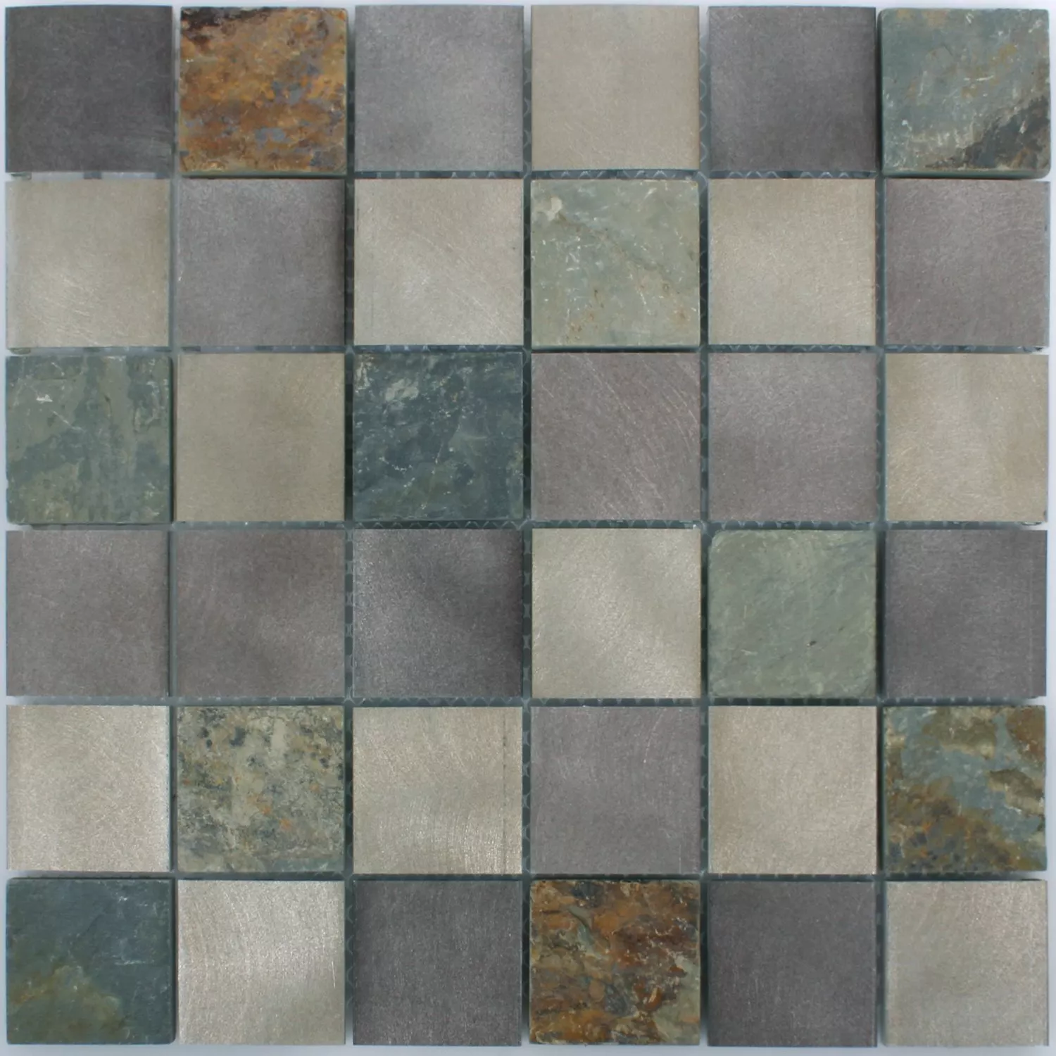 Campione Mosaico Pietra Naturale Alluminio Moon Marrone