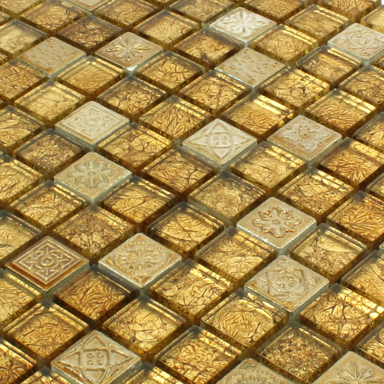 Mosaikfliesen Glas Naturstein Coloniale Gold