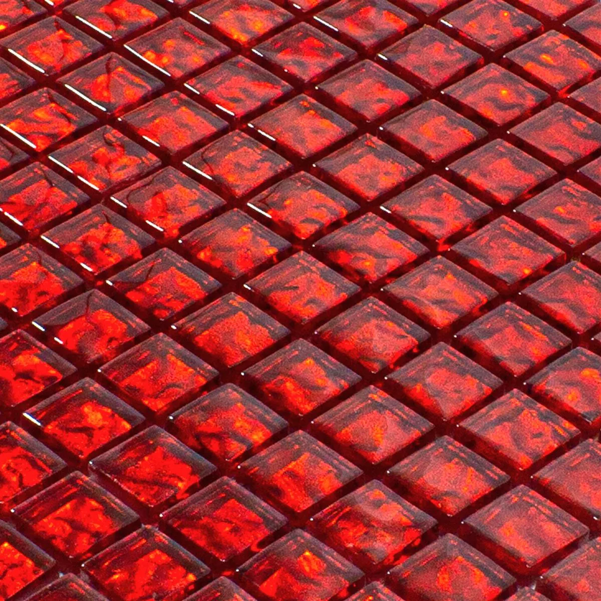 Glasmosaik Fliesen Santa Cruz Strukturiert Rot
