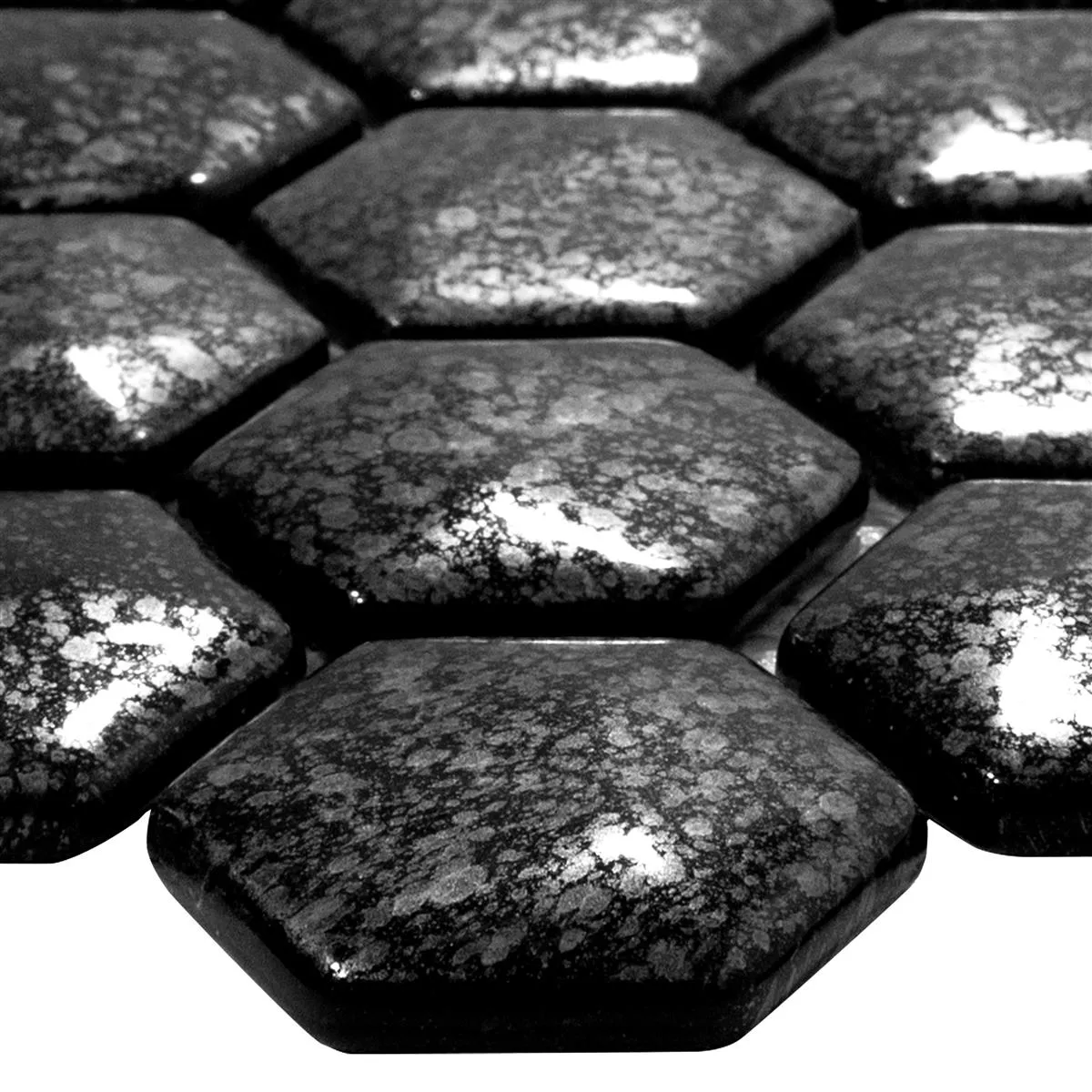 Glasmosaik Fliesen Leopard Hexagon 3D Grau