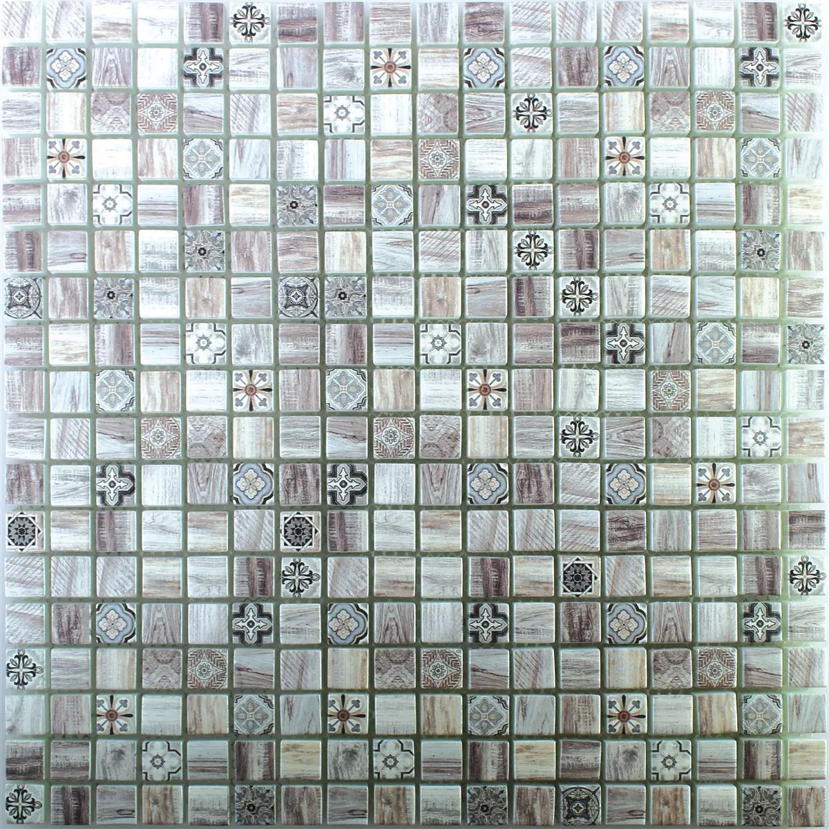Mosaico Di Vetro Legno Ottica Piastrelle Vision Marrone Chiaro