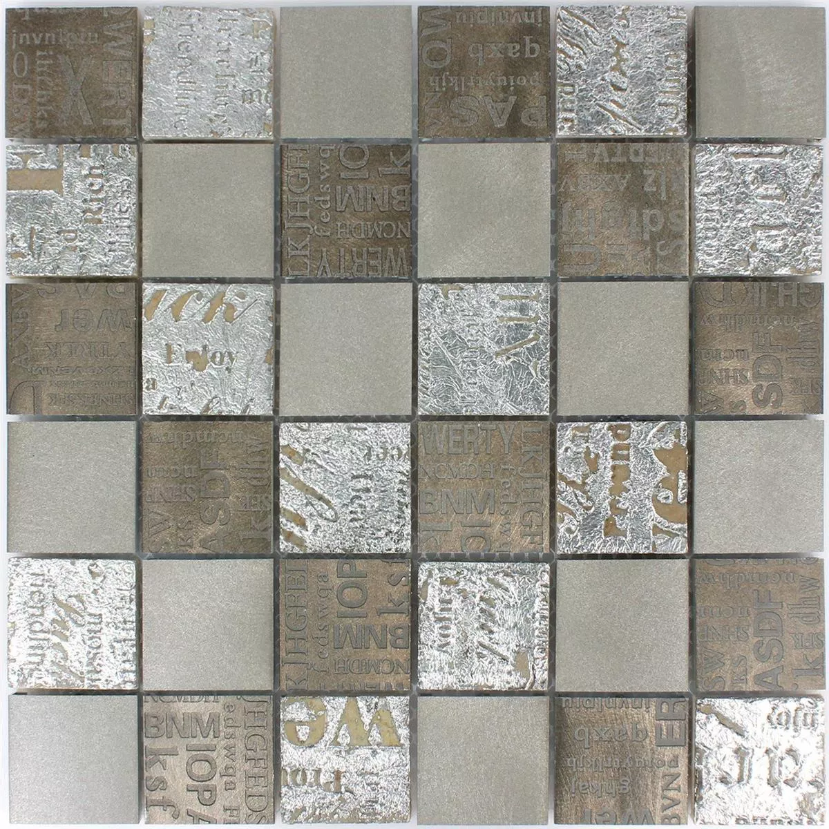 Mosaico Nazca Pietra Naturale Alluminio Mix Marrone Argento