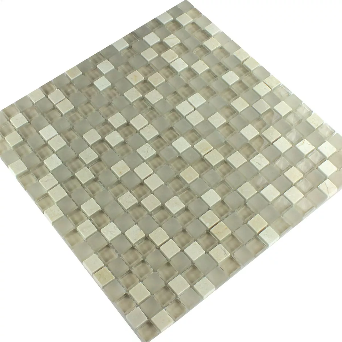 Mosaico Vetro Marmo Barbuda Crema 15x15x8mm