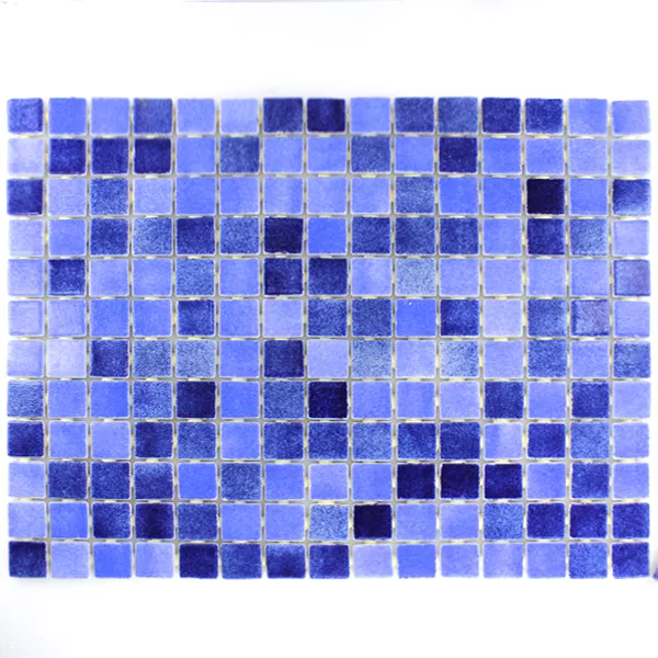 Glas Schwimmbad Pool Mosaik 25x25x4mm Blau Mix