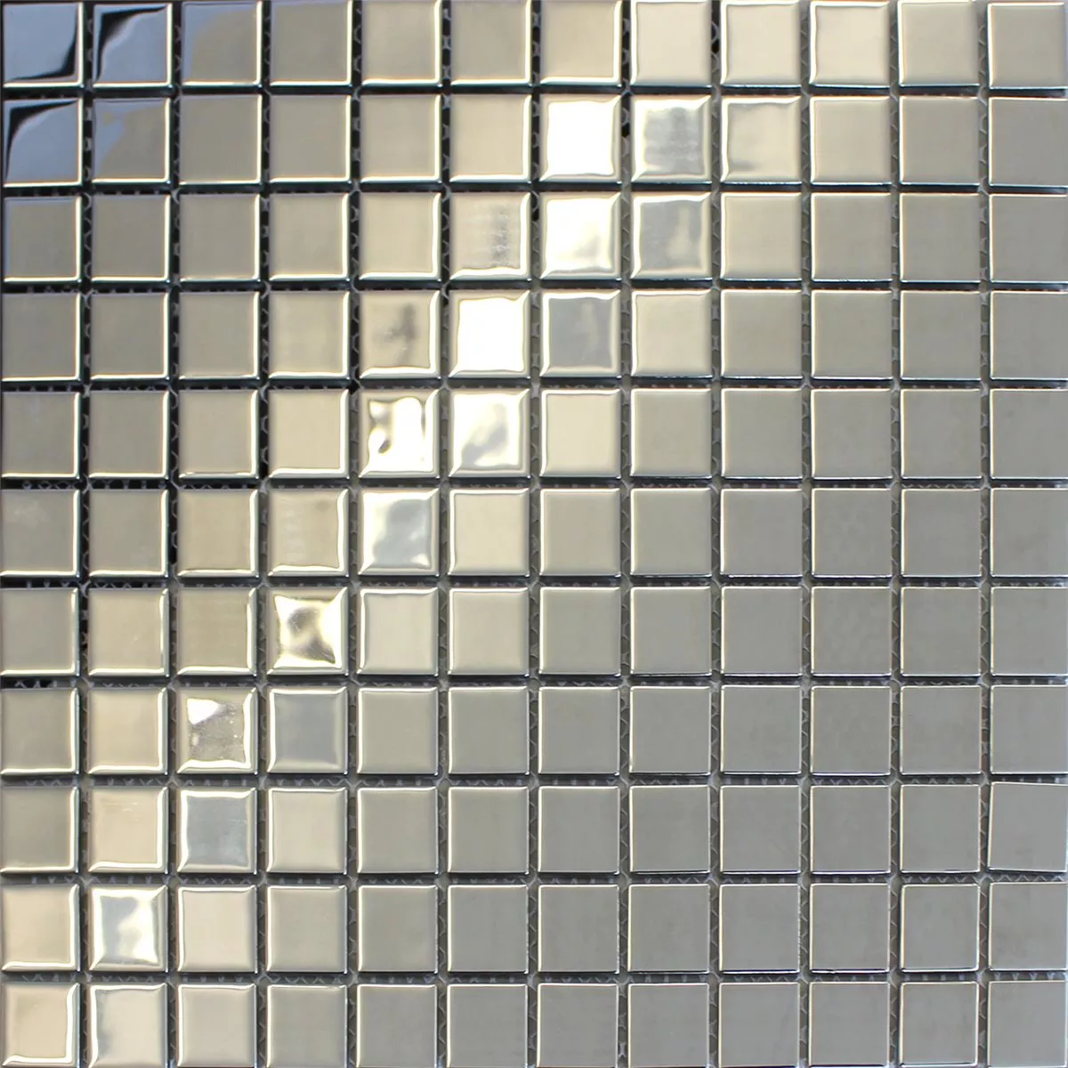 Mosaico Vetro Piastrella Argento Uni 25x25x4mm