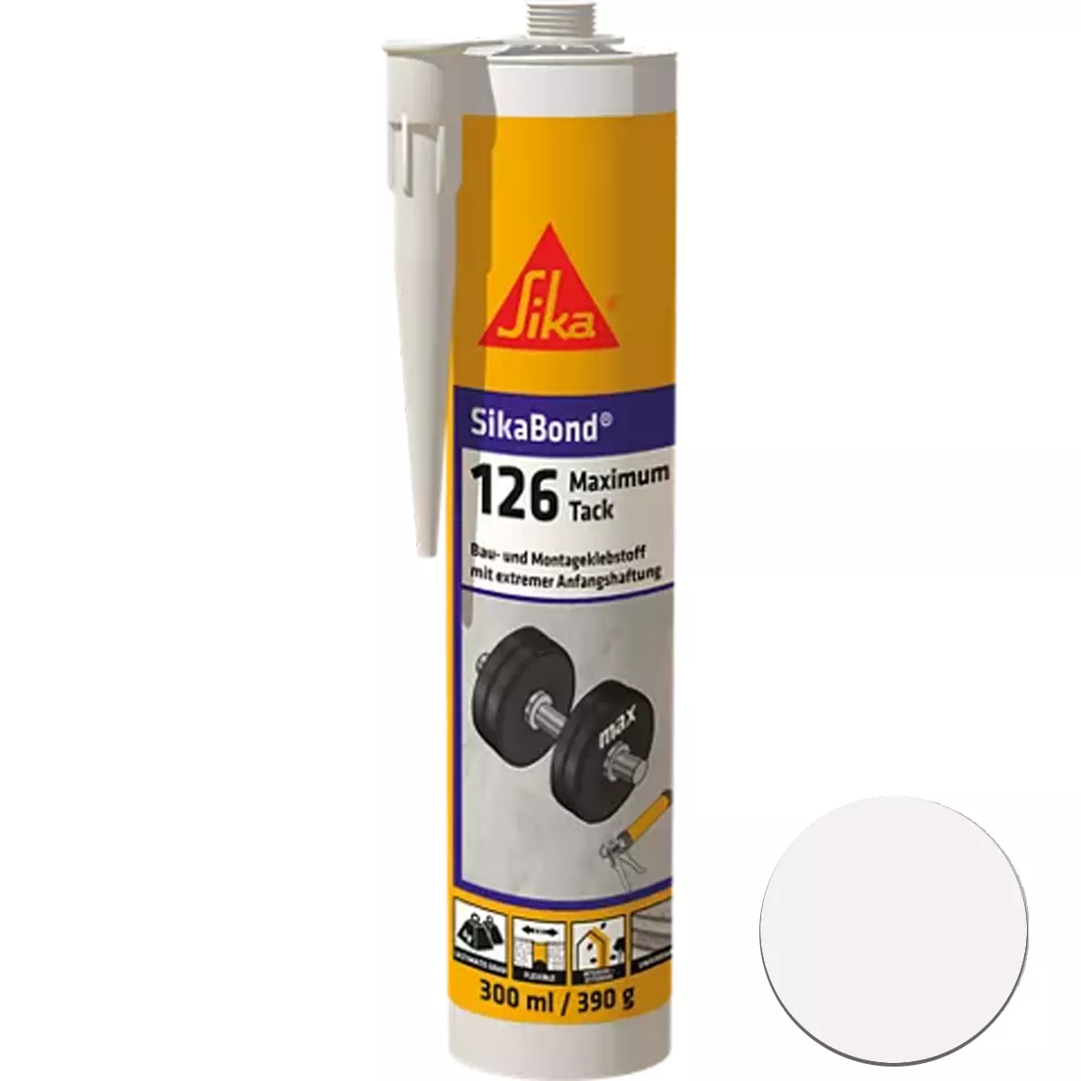Sikabond-126 Maximum Tack Elastischer Klebstoff Weiß 300 ml Sikabond-126 Maximum Tack Elastischer Klebstoff Weiß 300 ml
