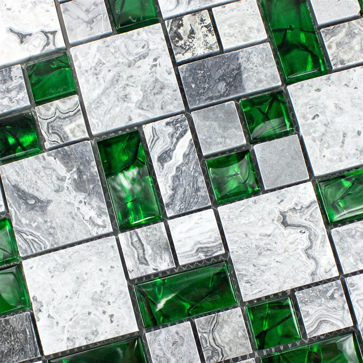 Échantillon Mosaïque Verre Pierre naturelle Carrelage Sinop Gris Vert 2 Mix